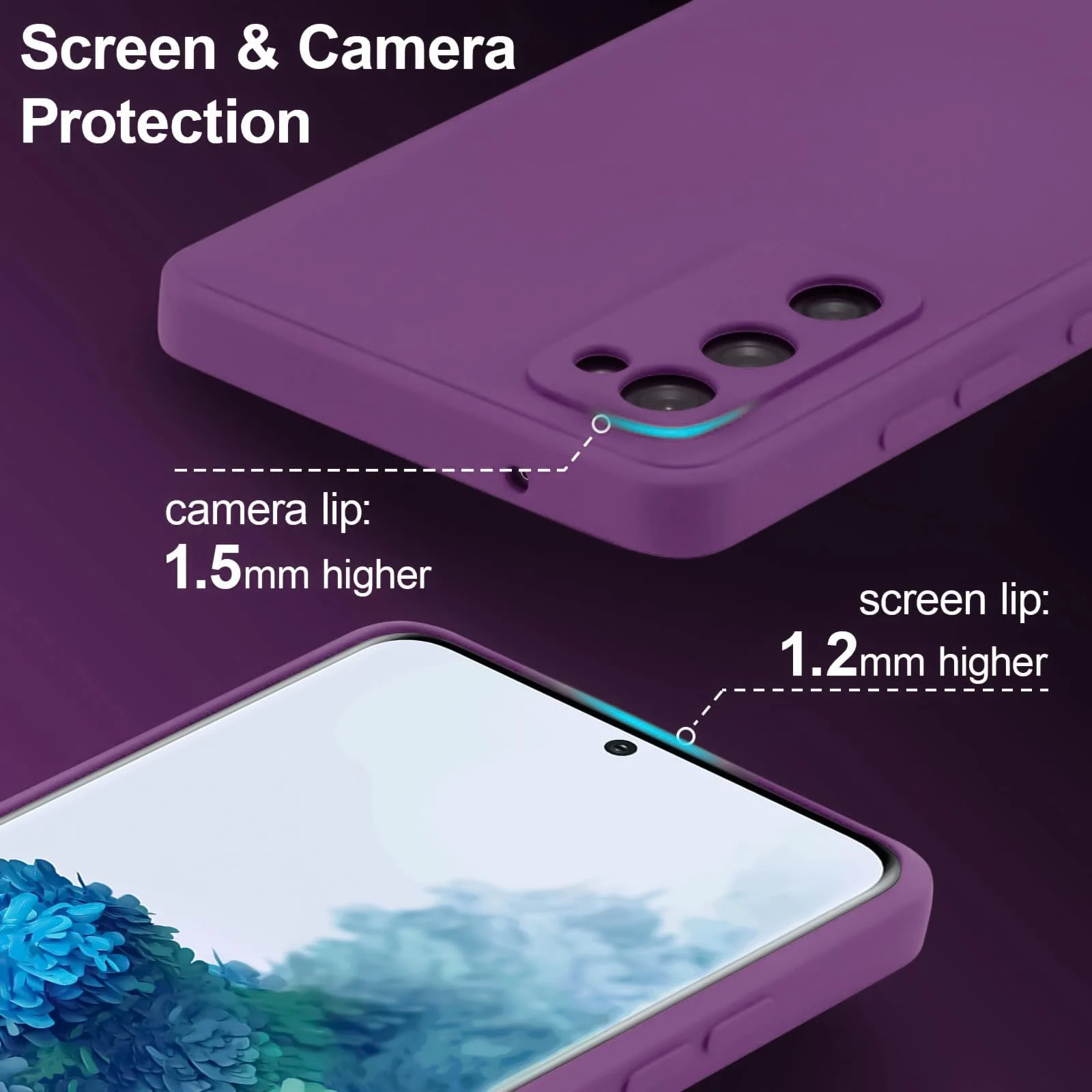 DL3 Mobilak Liquid Silicone Case for Samsung Galaxy S20 FE, Not compatible with MagSafe, Supports wireless charging, Camera protection - Violet