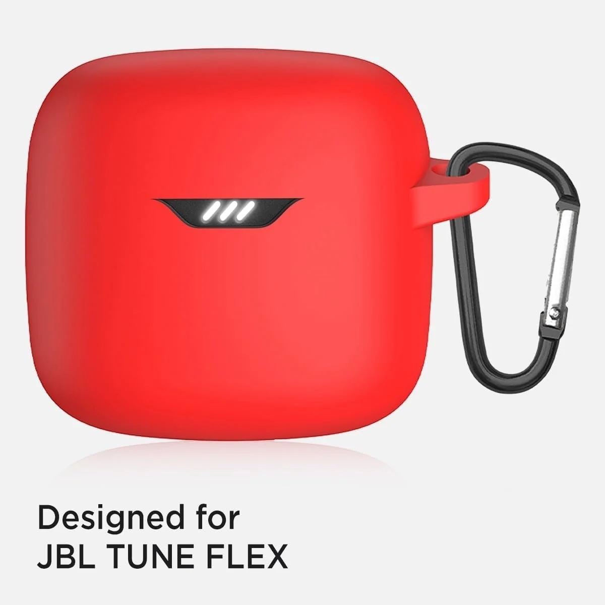 DL3 Mobilak Silicone Case Compatible with JBL Tune Flex Earbuds, Soft Silicone Protective Case Cover, Shockproof Sleeve with Carabiner For JBL Tune Flex - Red