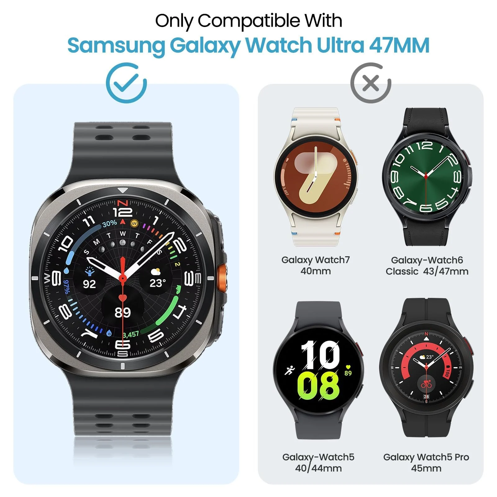 DL3 Mobilak Metal Band Compatible with Samsung Galaxy Watch 7 Ultra Bands 47mm, Stainless Steel Mesh Loop Magnetic Clasp Wristbands Replacement Accessory Women Men for Samsung Watch Ultra Band 47 mm - Black