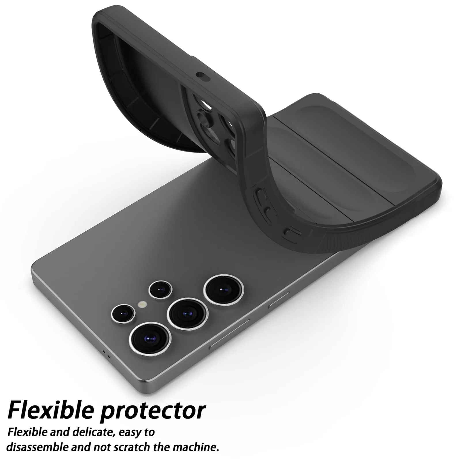 DL3 Mobilak Flexible Silicone and TPU Protective Case with Camera Protection for Samsung Galaxy S25 Ultra - Black
