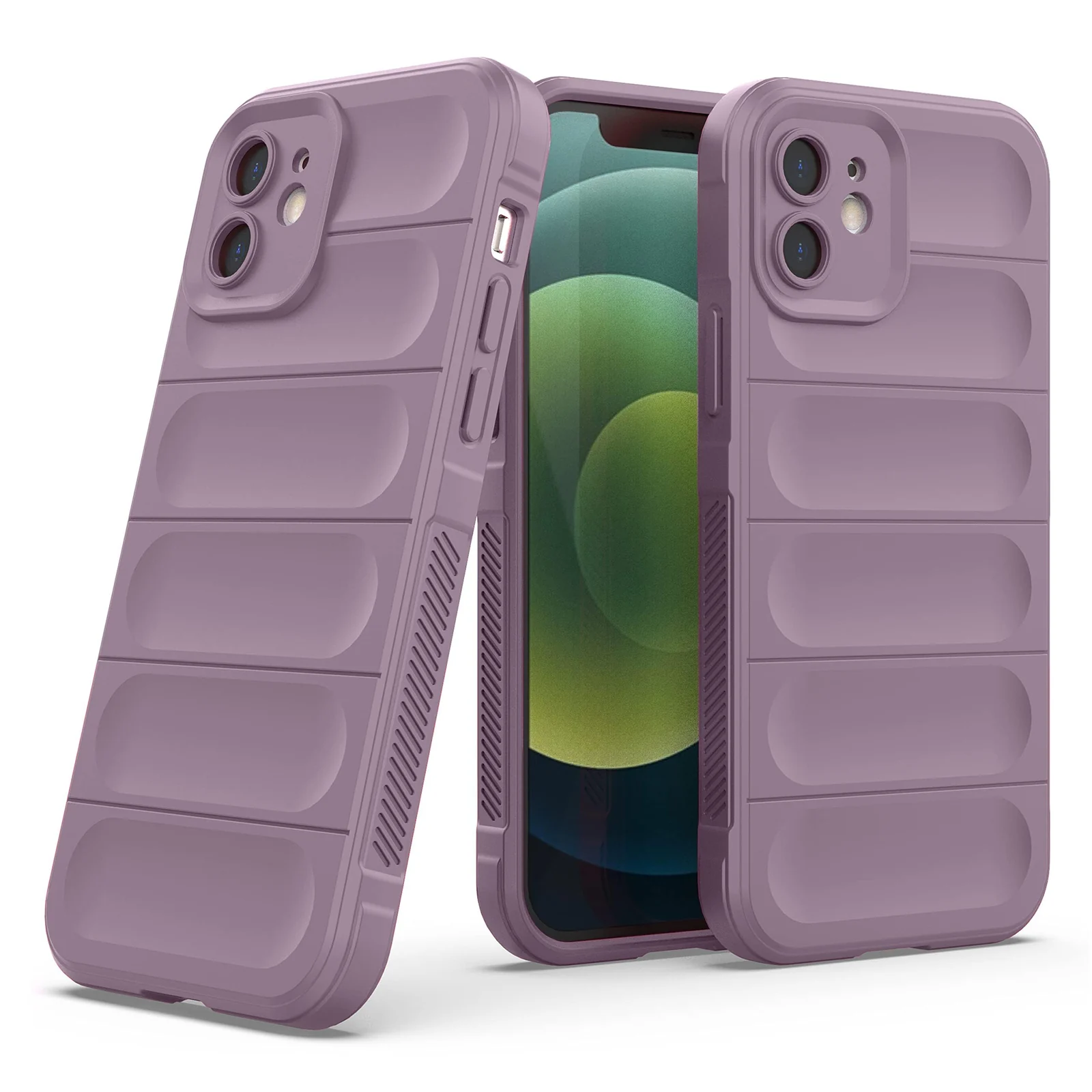 DL3 Mobilak Flexible Silicone and TPU Protective Case with Camera Protection for Apple iPhone 12 - Purple