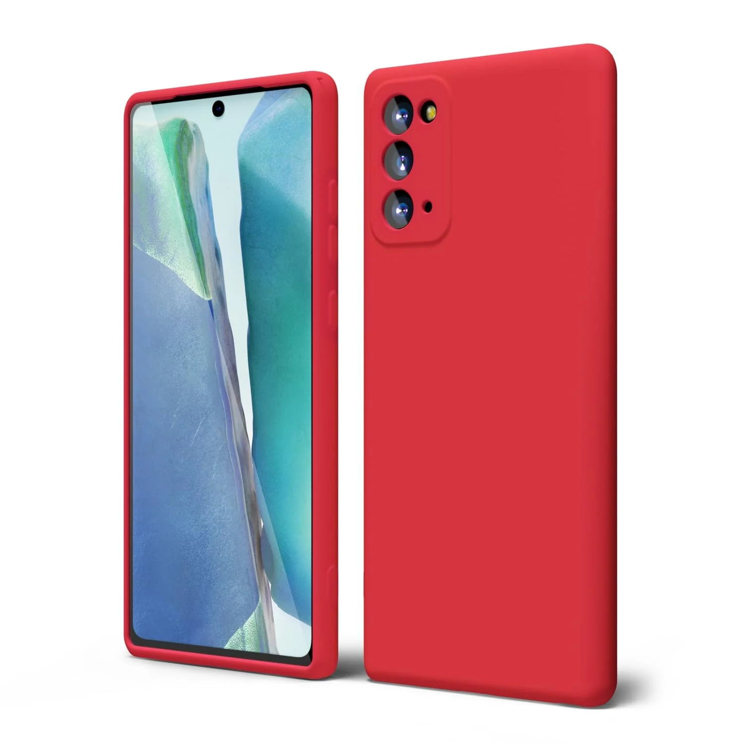 "DL3 Mobilak Liquid Silicone Protective Case with Soft Microfiber Lining for Samsung Galaxy Note 20 5G (6.7"") - Red"