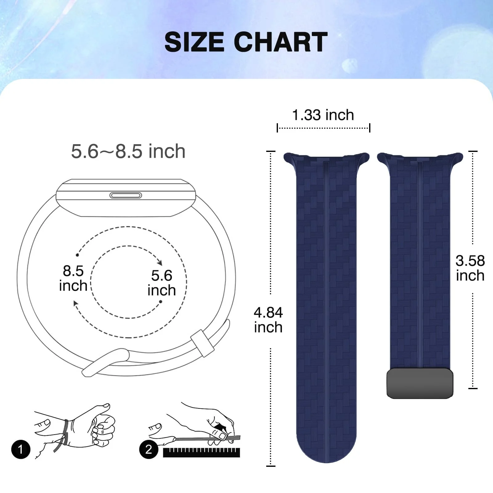 DL3 Mobilak Compatible for Samsung Galaxy Watch Ultra Band 47mm for Men Women, Soft Silicone Waterproof Sport Strap with Magnetic Clasp, Stylish Carbon Fiber Replacement Galaxy Watch 7 Ultra Bands - Blue