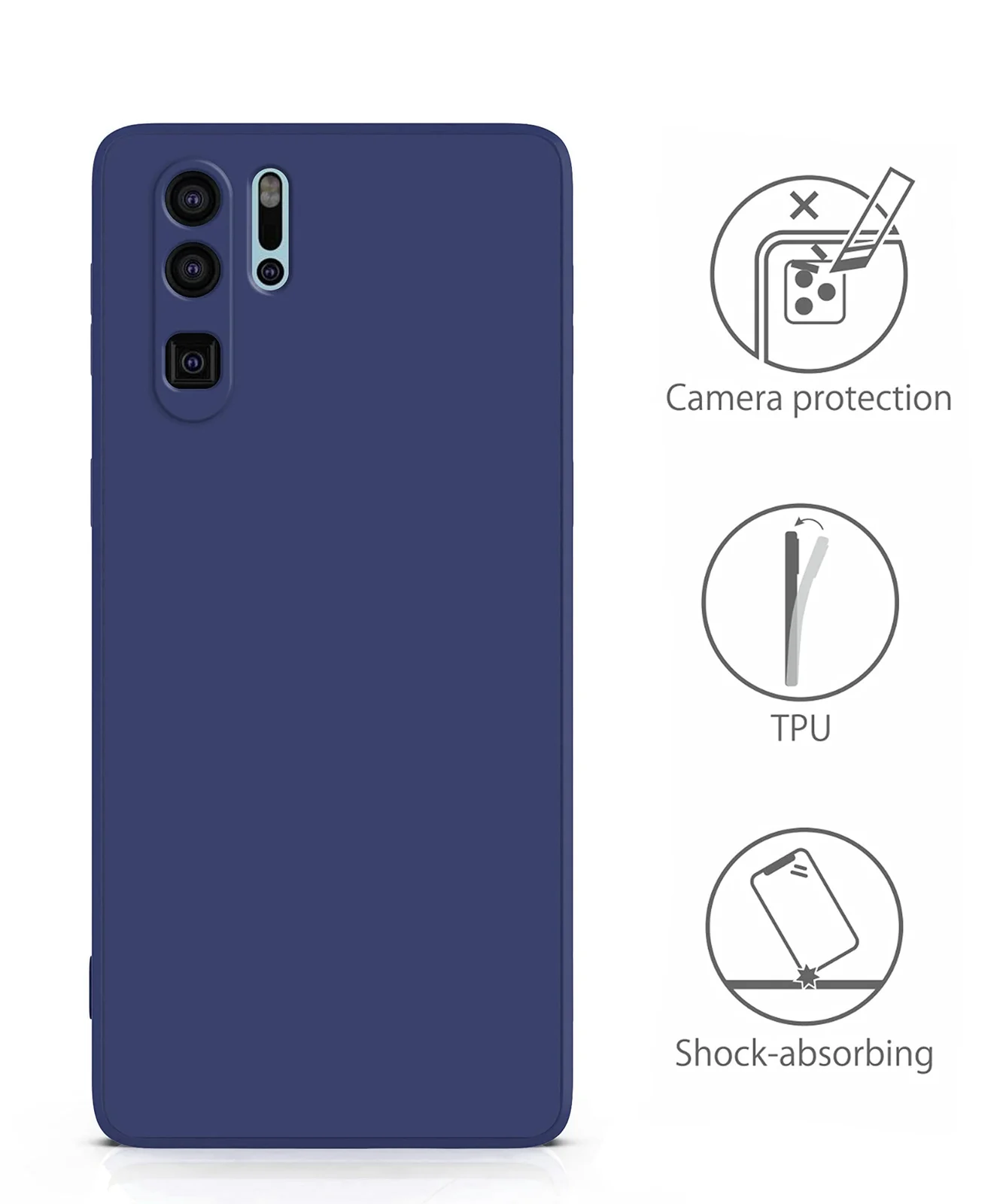 DL3 Mobilak Soft Silicone Protective Case for Huawei P30 Pro with Microfiber Lining and Shockproof Design - Blue 2