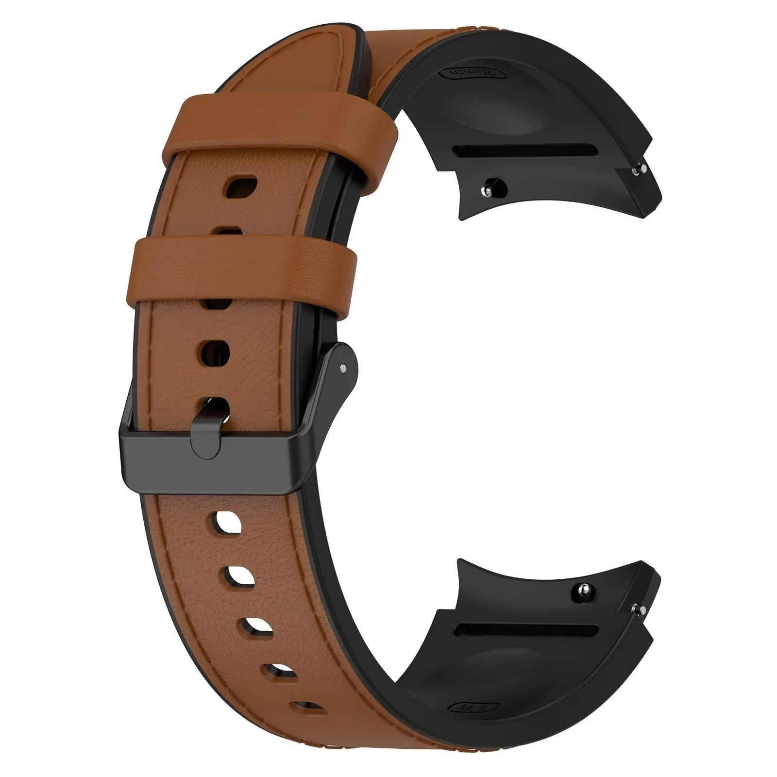 DL3 Mobilak No Gap Leather silicone Bands Compatible with Samsung Galaxy Watch 6 5 4 40mm 44mm, Galaxy Watch 5 Pro Band 45mm/ Watch 6 4 Classic Band 42mm 46mm 43mm 47mm Soft Strap - Brown