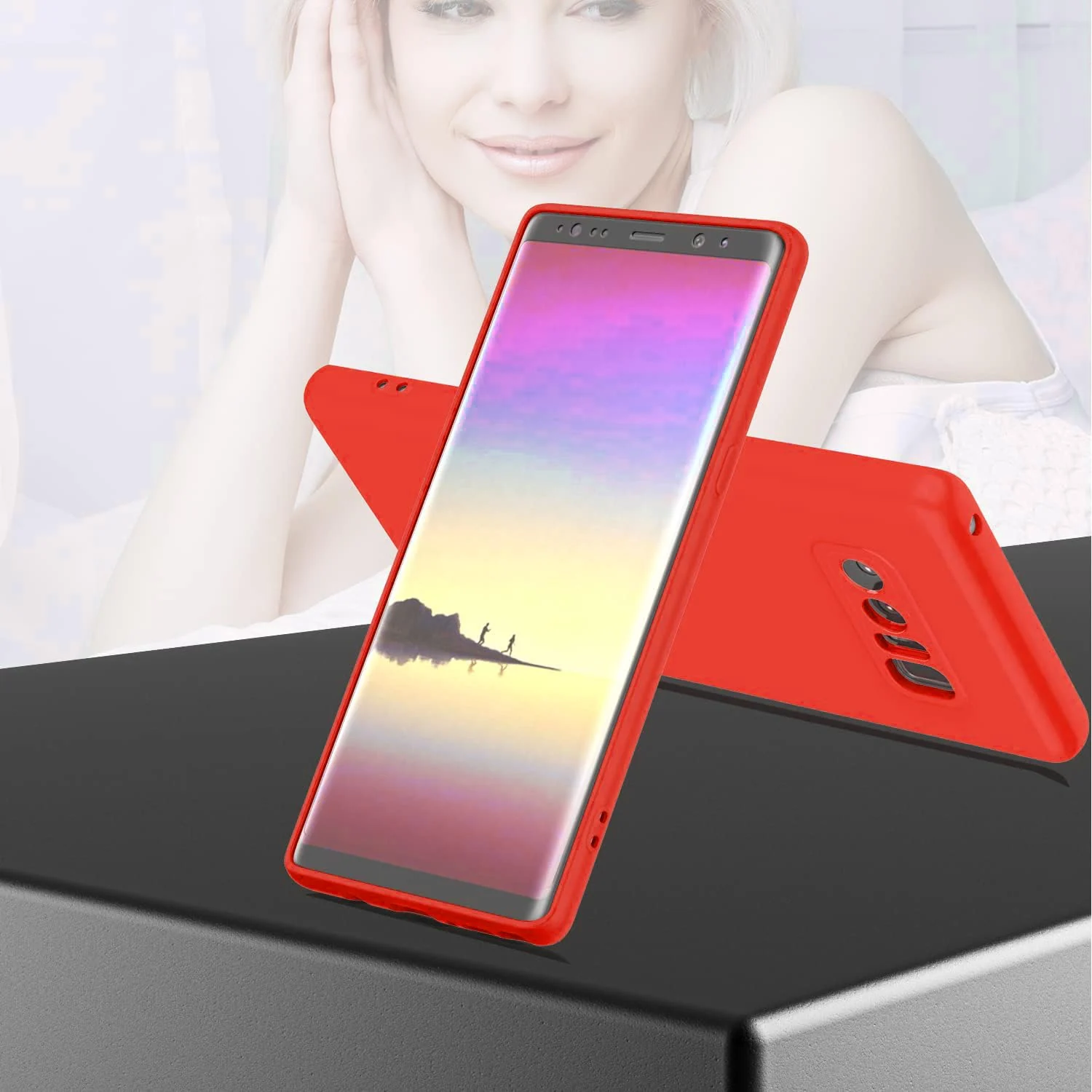 DL3 Mobilak Liquid Silicone Protective Case with Soft Microfiber Lining with Full Camera Protection for Samsung Galaxy Note 8