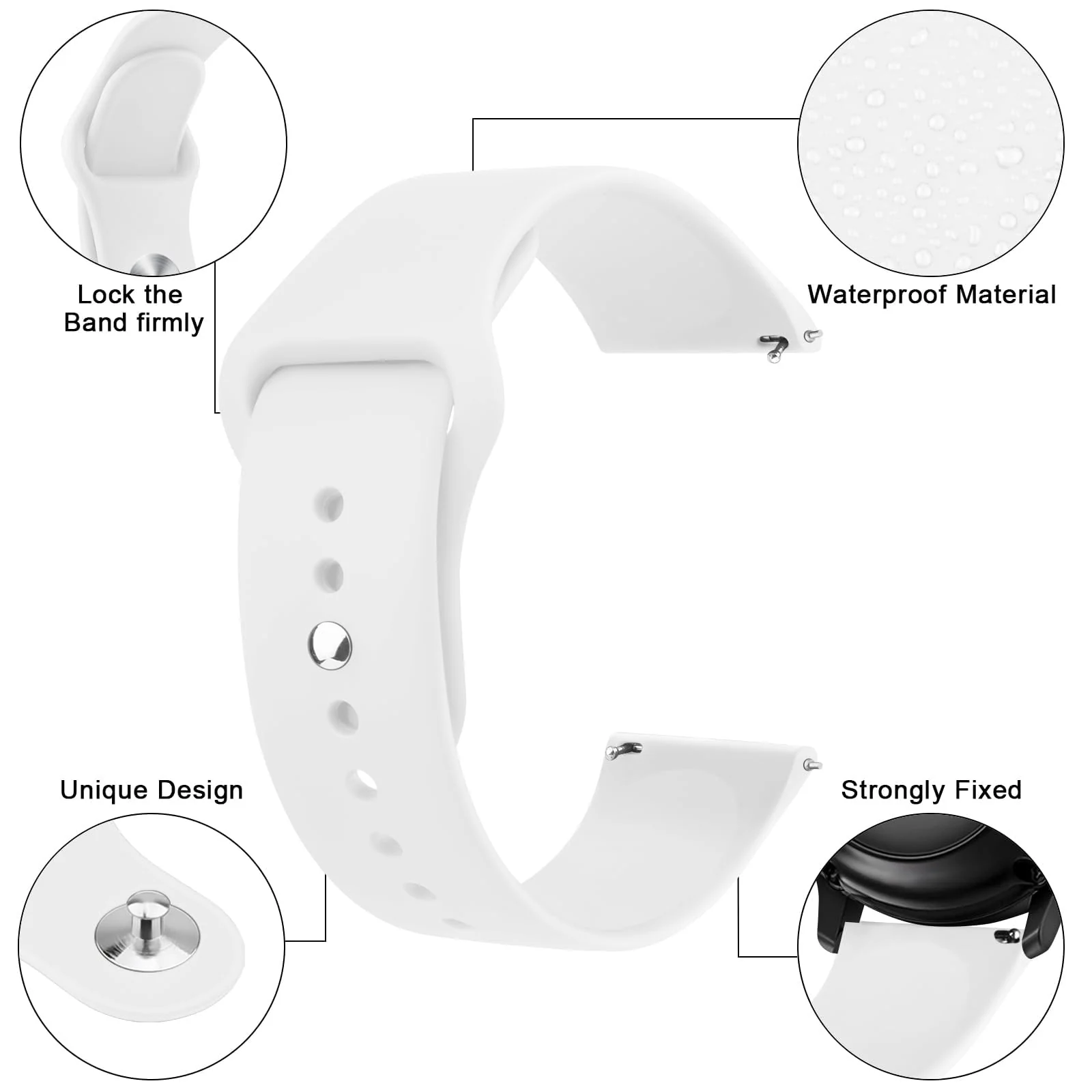 DL3 Mobilak Straps Compatible with Xiaomi Redmi Watch 5 Active/Redmi Watch 5 Lite Bracelets for Men Women, 22mm Soft Silicone Strap, Waterproof Adjustable Band Sports Replacement - White