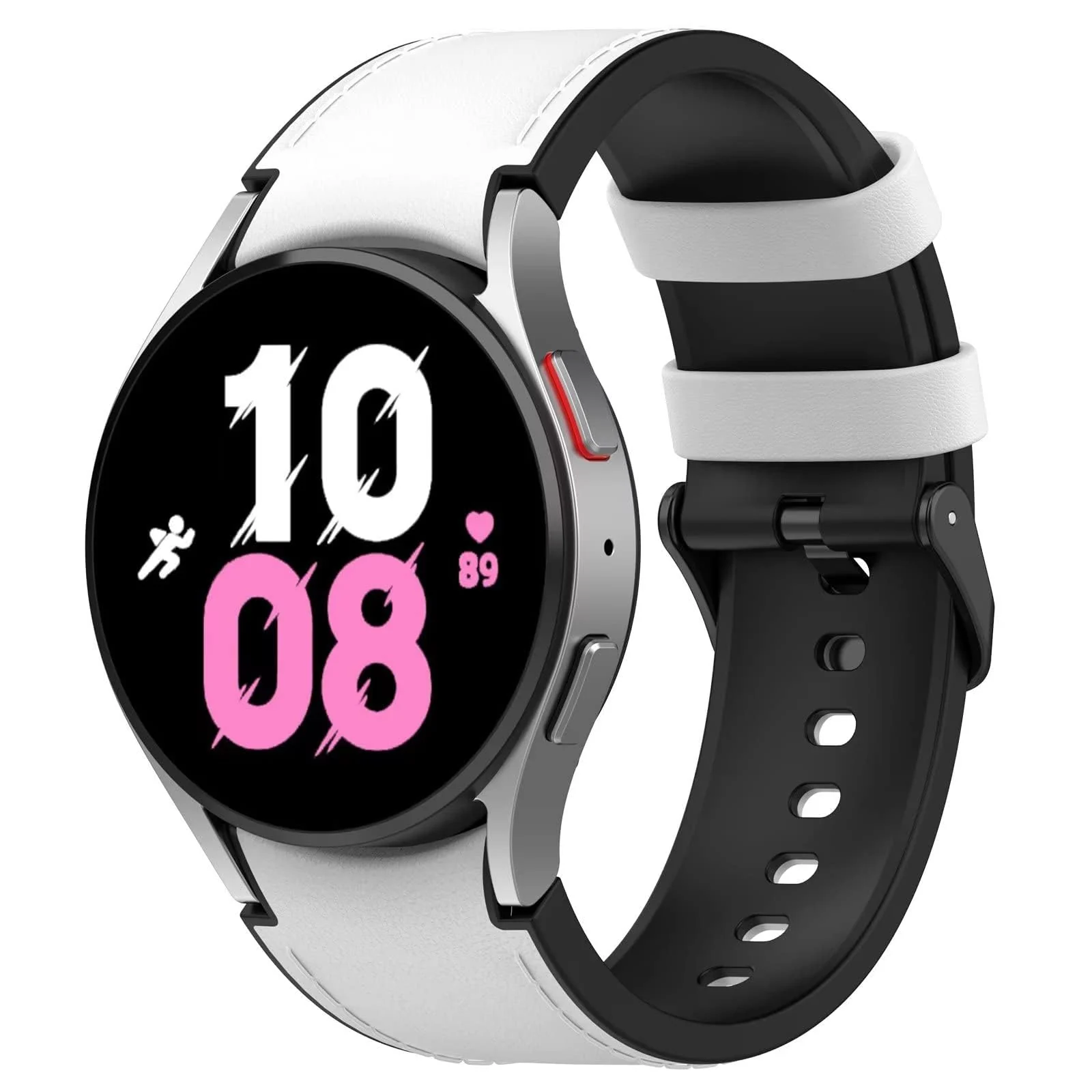 DL3 Mobilak No Gap Leather silicone Bands Compatible with Samsung Galaxy Watch 6 5 4 40mm 44mm, Galaxy Watch 5 Pro Band 45mm/ Watch 6 4 Classic Band 42mm 46mm 43mm 47mm Soft Strap - White