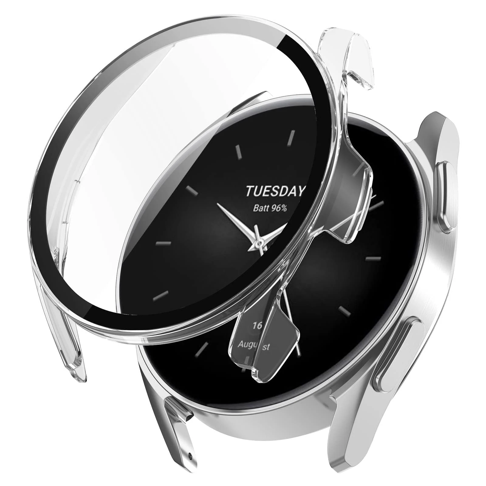 DL3 Mobilak For Xiaomi Watch S2 42mm Case with Tempered Glass Screen Protector for Xiaomi Watch S2 42mm, 9H Hardness 360° All-Round Protective Ultra Thin Protective PC Case - Clear