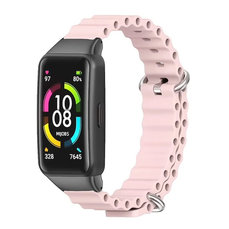 Dl3 Mobilak Ocean Band for Honor Band 6 / Huawei Band 6,Adjustable Silicone Stretchy Sport Strap Women Men Replacement Wristband for Huawei Band 6 pro (Pine Green)