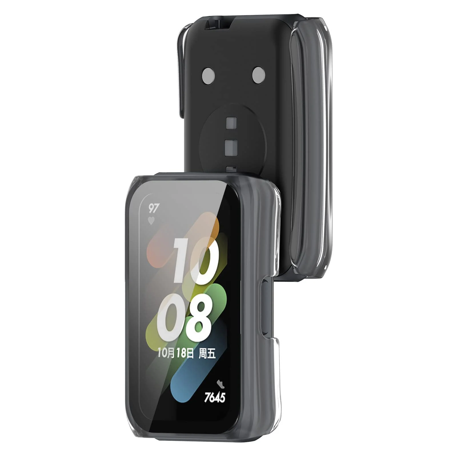 DL3 MOBILAK Full-Coverage Watch Case with Tempered Glass for Huawei Band 6 / Honor Band 6 / Band 7, Clear