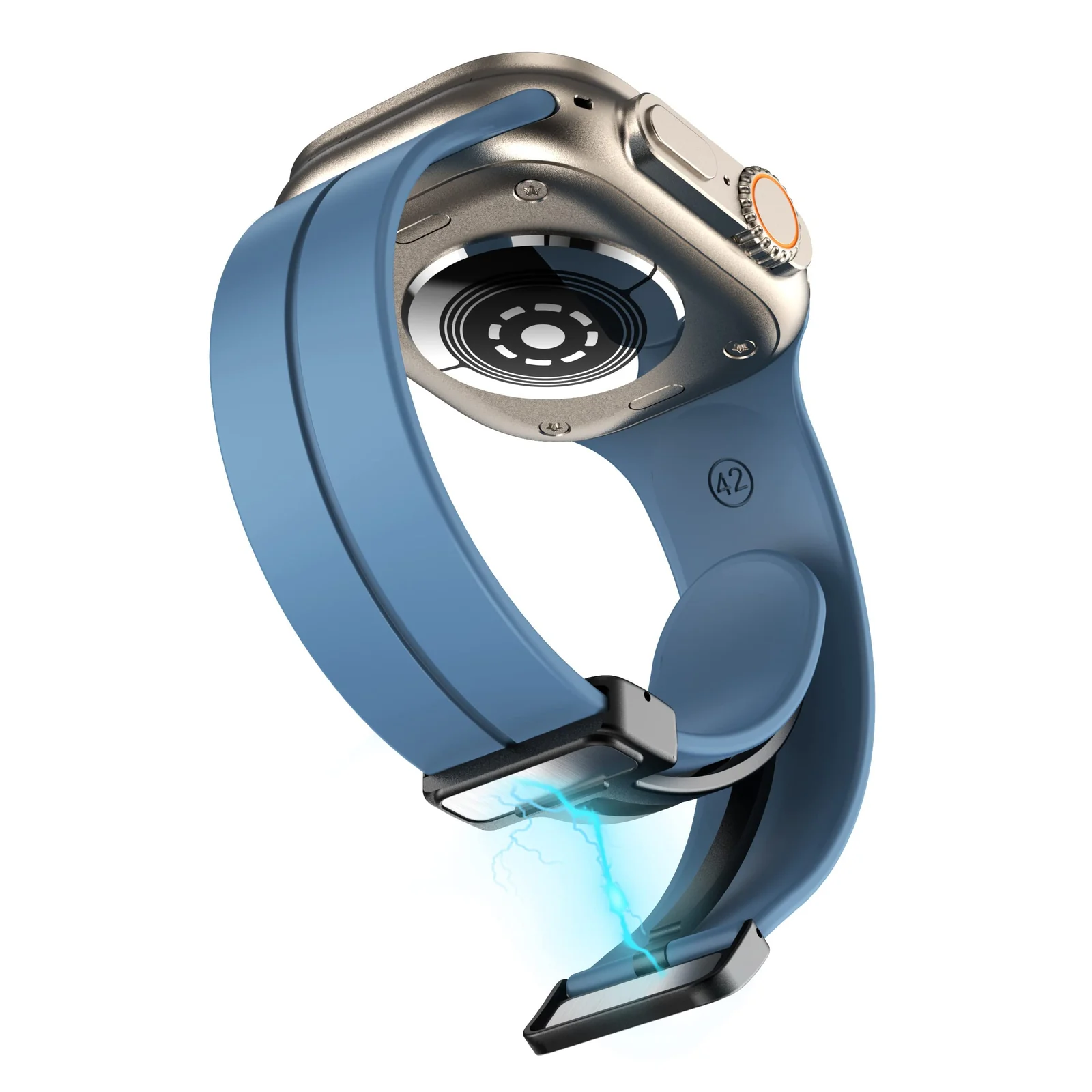 DL3 Mobilak Magnetic Bands for Apple Watch Ultra/Ultra 2 Band 49mm 45mm 44mm 42mm 41mm 40mm 38mm, Soft Sport Silicone Strap for iwatch Series 9/8/7/6/5/4 (Star Blue, 42mm/44mm/45mm/49mm), unisex-adult - Black