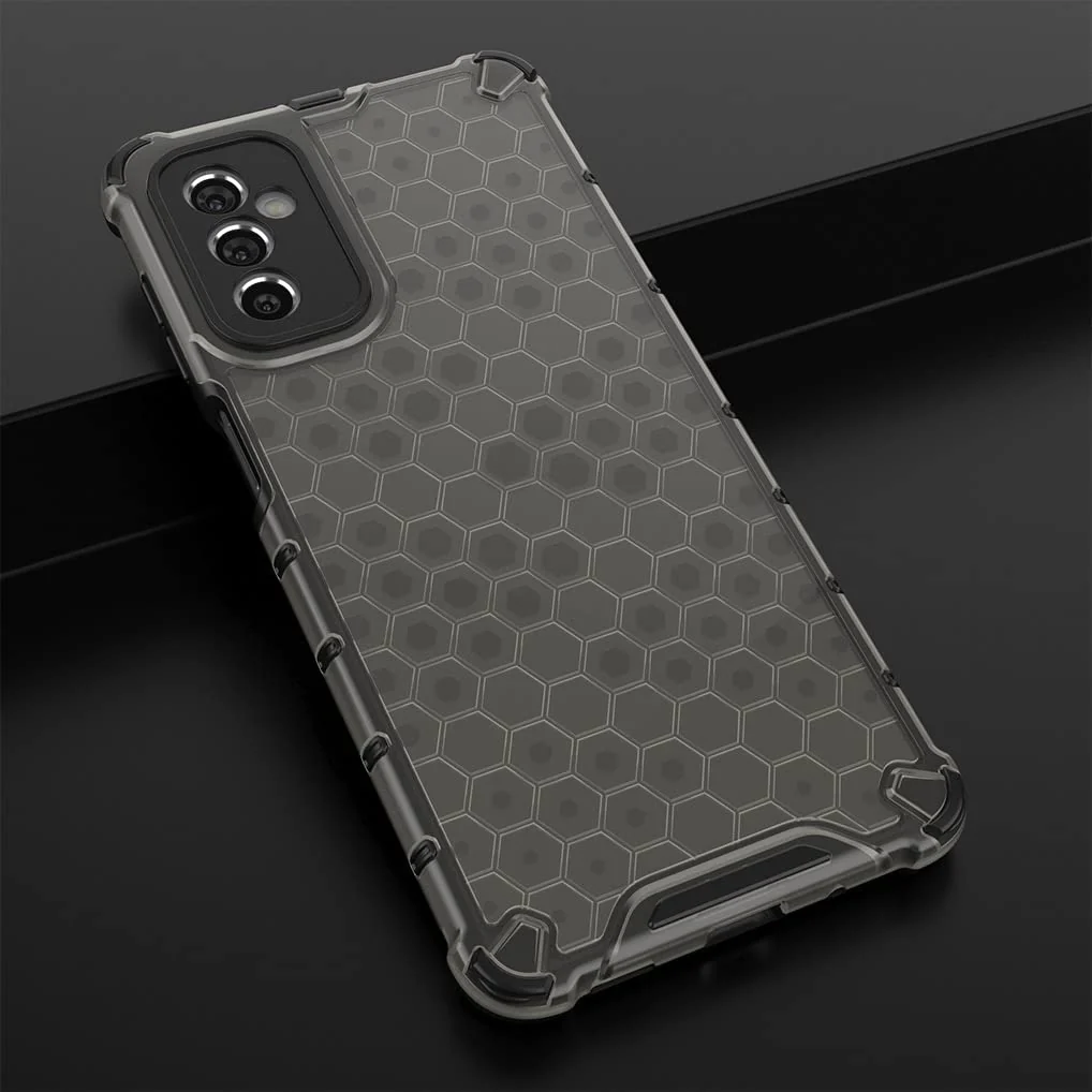 DL3 Mobilak Honeycomb Protective Case for Samsung Galaxy M52 5G, Shock-absorbing protection, Transparent design, Slim, lightweight profile - Black
