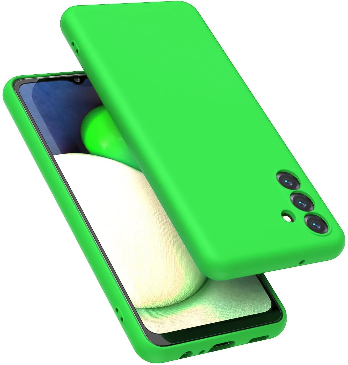 DL3 Mobilak Soft Silicone Protective Case for Samsung Galaxy A04s / A13 4G / A13 5G with Microfiber Lining and Shockproof Design - Neon Green