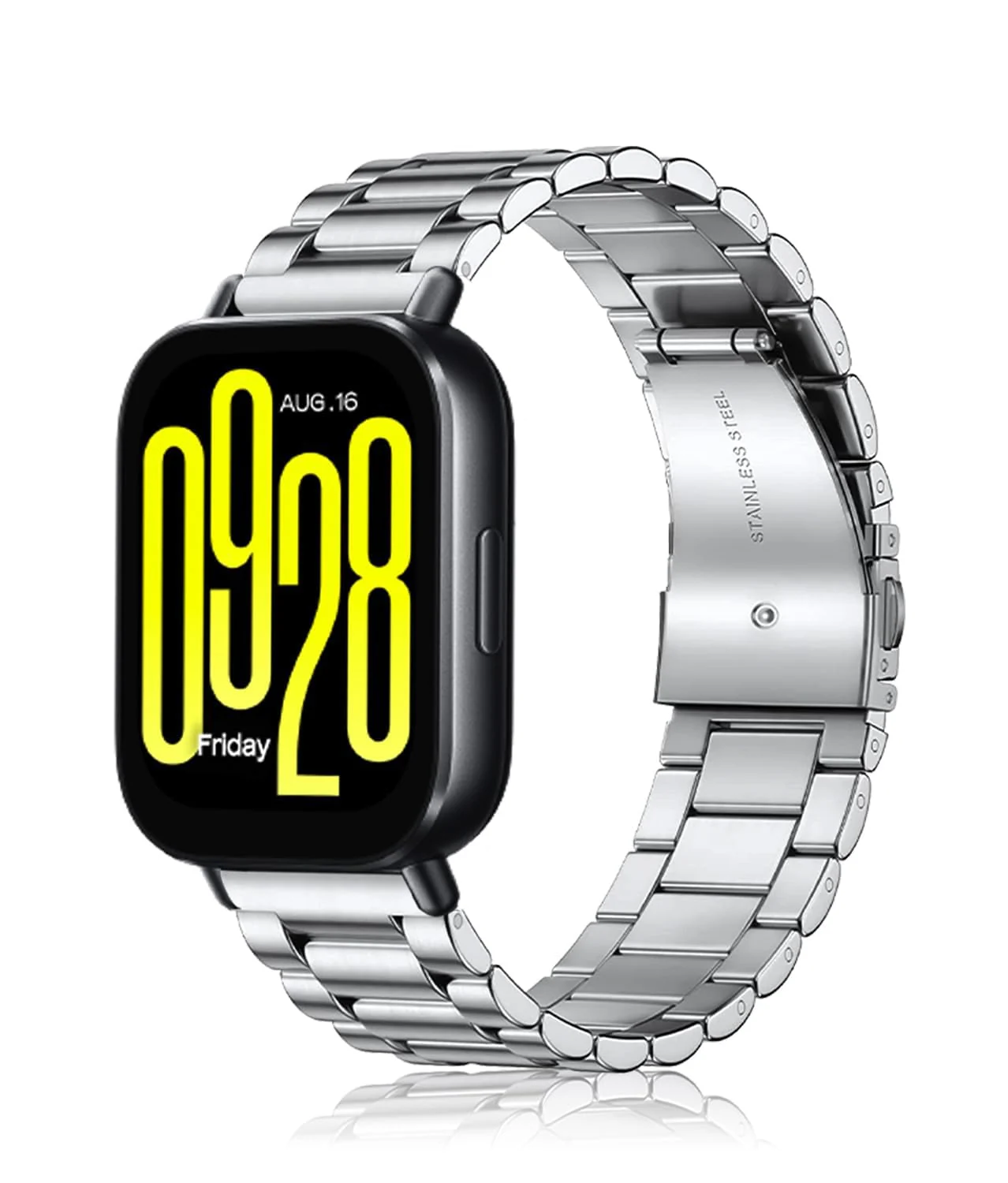 DL3 Mobilak Metal Bracelet Compatible with Xiaomi Redmi Watch 5 Active/Redmi Watch 5 Lite, 22mm Stainless Steel Replacement Band with Folding Clasp, Adjustable Replacement Bracelet Wristband - Silver