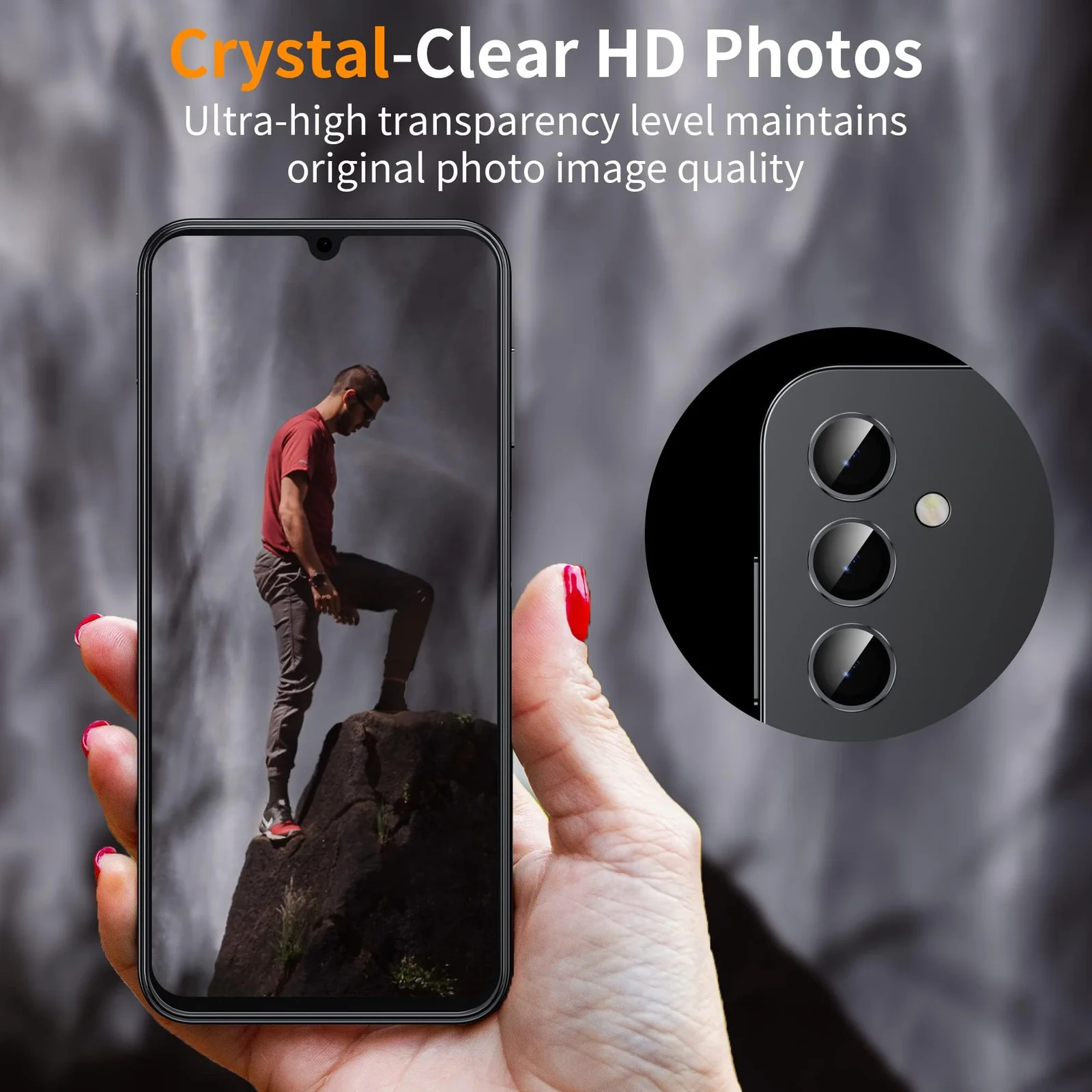 DL3 Mobilak Camera Lens Protector Compatible with Samsung Galaxy A54 5G Camera Lens Film Metal Ring Ultra HD, 9H Hardness, Scratch Resistance Camera Lens Protective Film - Black