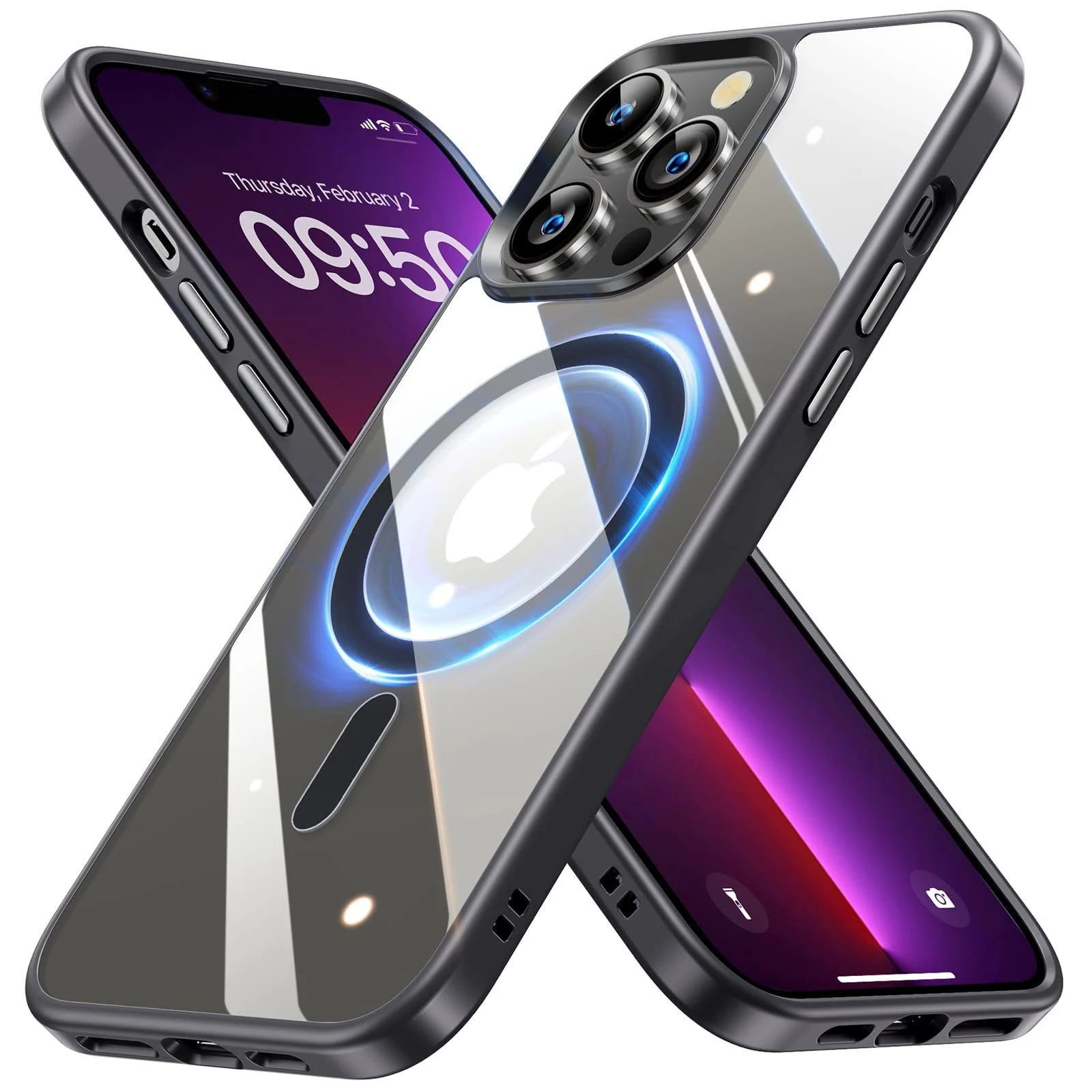 DL3 MOBILAK Case Magnetic Crystal Clear for iPhone 13 Pro (6.1 Inch) Case, [Compatible with MagSafe] Slim Phone Case Thin Cover - Black