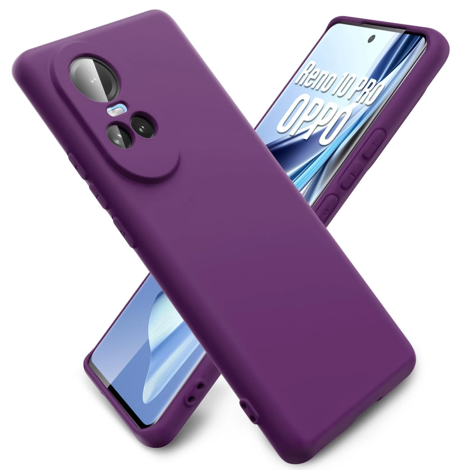 DL3 Mobilak Liquid Silicone Protective Case with Soft Microfiber Lining for OPPO Reno 10 - Violet
