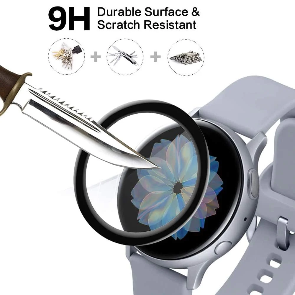 DL3 Mobilak Screen Protector For Samsung Galaxy Watch Active 2 40mm, 3D Curved Soft Edge Protective Film [Anti-Scratch] [Bubble Free] [Ultra Shatterproof] [High Sensitive] (Not Glass) For Active2 40mm - Black