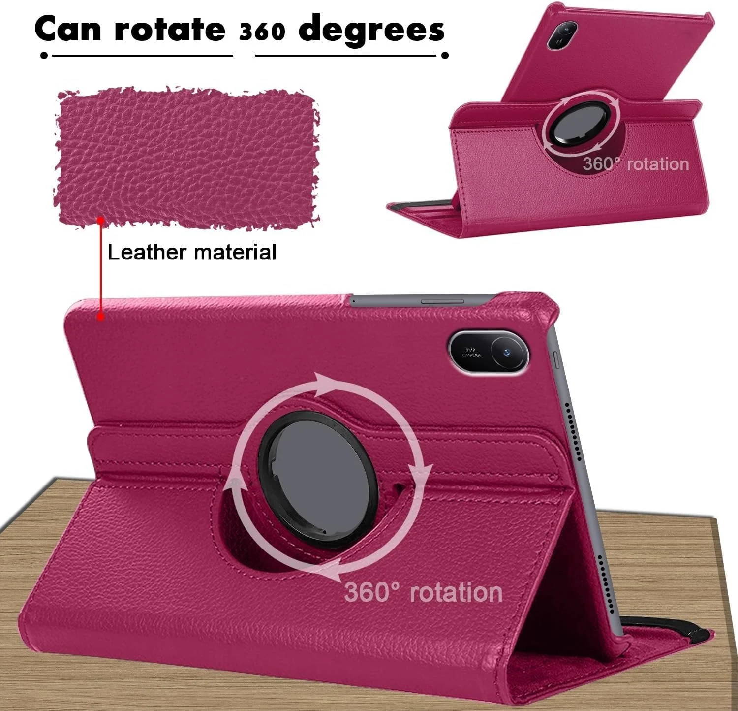 DL3 Mobilak Protective Cover for Huawei MatePad SE 11 inch 2024, 360° Rotatable Smart Stand, Leather Folio Flip Cover with Multi-Angle Viewing, Auto Wake Sleep - Pink