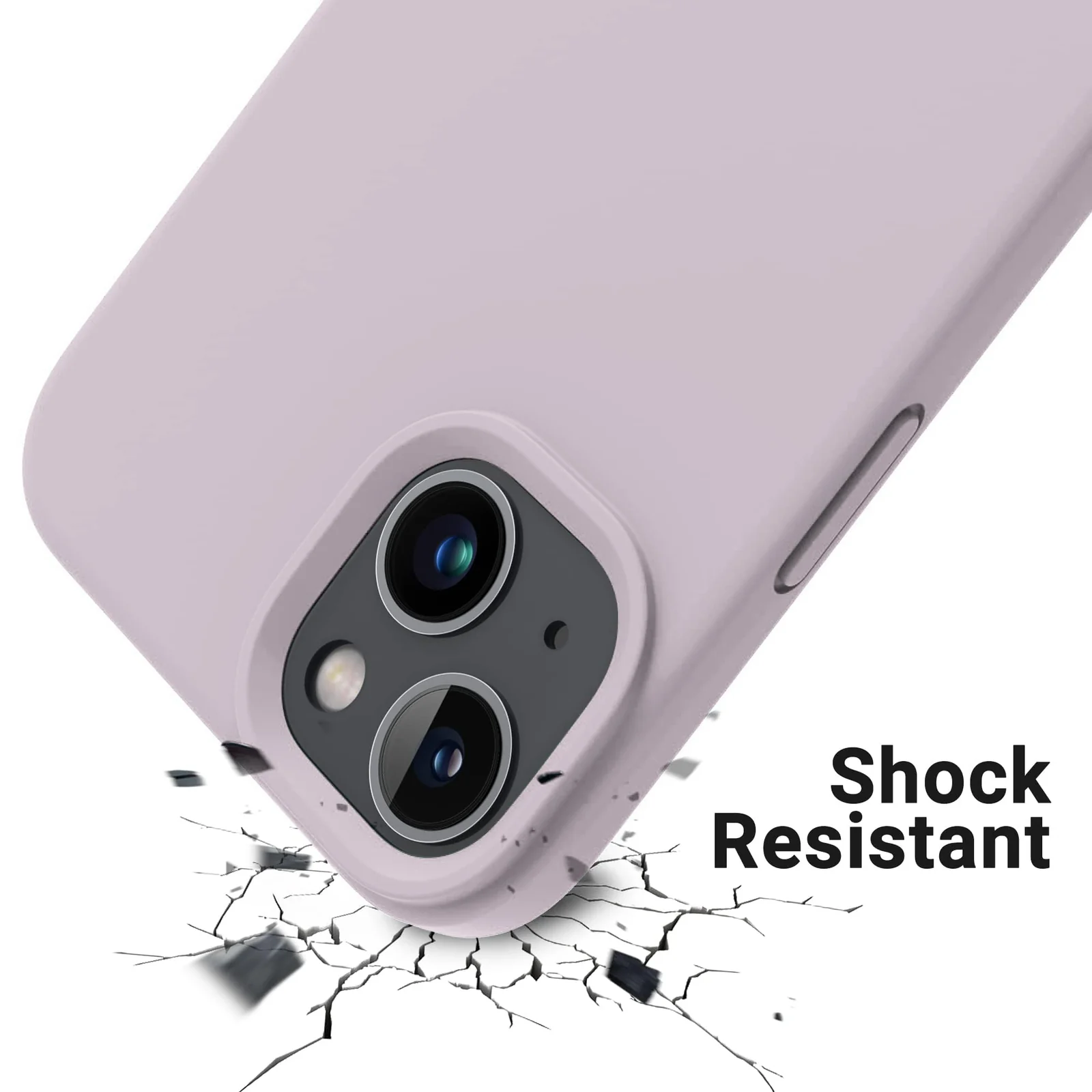 DL3 Mobilak Liquid Silicone Case for iPhone 15, Supports wireless charging, Shock-absorbing protection, Anti-fingerprint finish - A.Lavender Pink