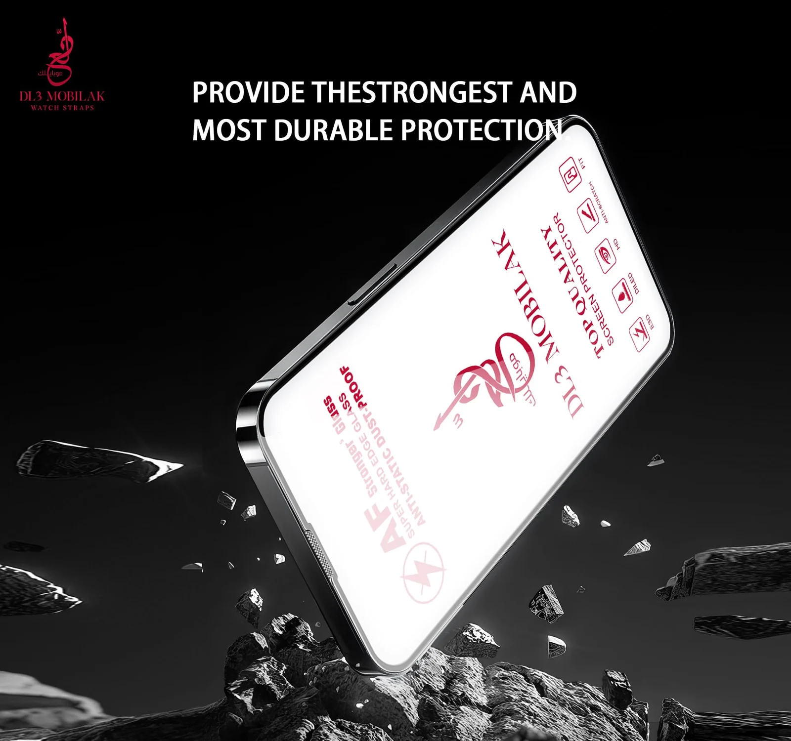 DL3 Mobilak AF Screen Protector for iPhone 16 Plus/iPhone 15 Plus 6.7-Inch, 9H Hardness Tempered Glass Film, Ultra HD, No Bubbles, Built-in Dust Filter, with Easy Installation Frame - Clear