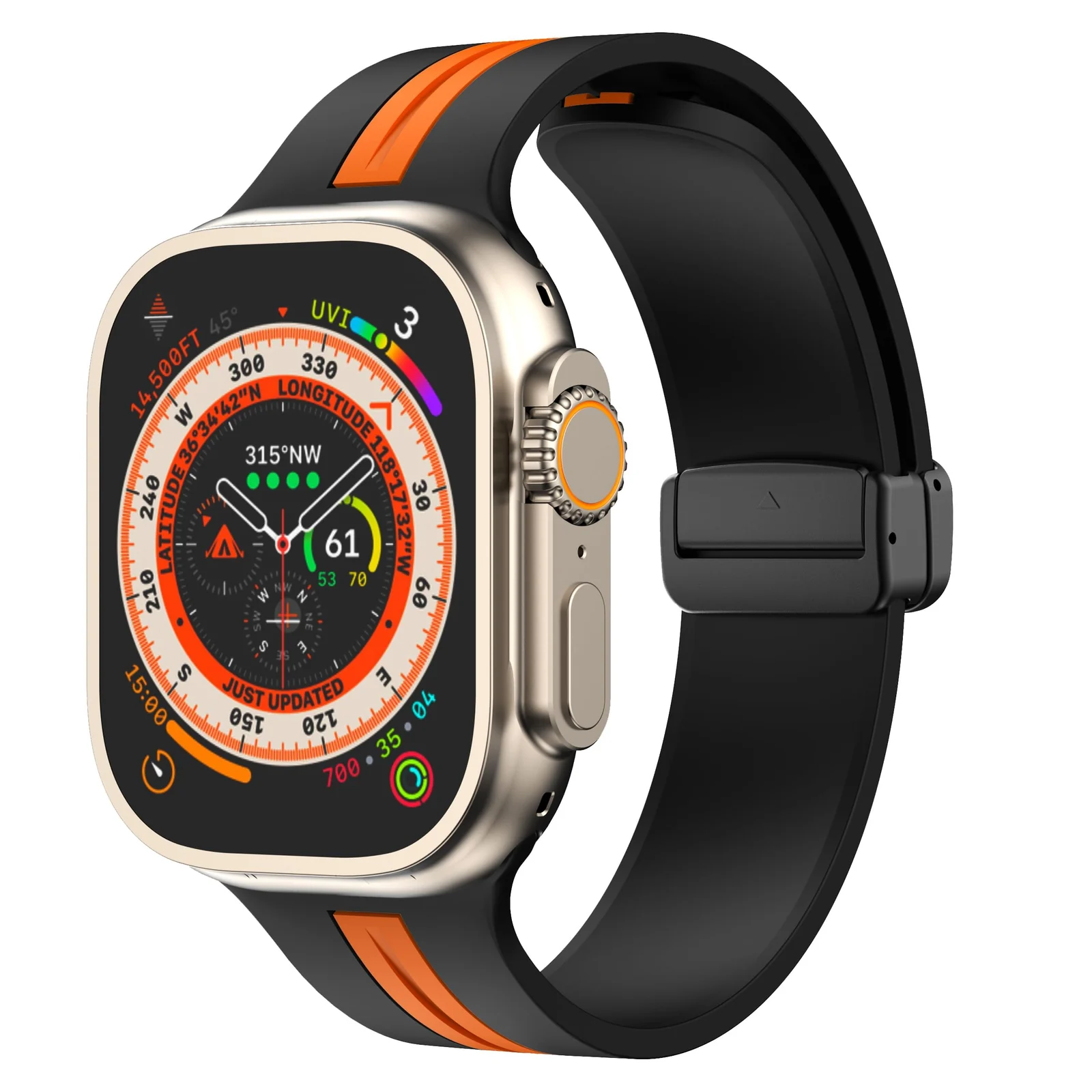 38mm/40mm/41mm — DL3 Mobilak Magnetic Strap for Apple Watch Band 49mm 45mm 44mm 41mm 40mm 38mm 42mm, Silicone Replacement Wristband Strap for iwatch Series 9 8/7/6/5/4/3/2/SE (38mm/40mm/41mm) - Black Orange