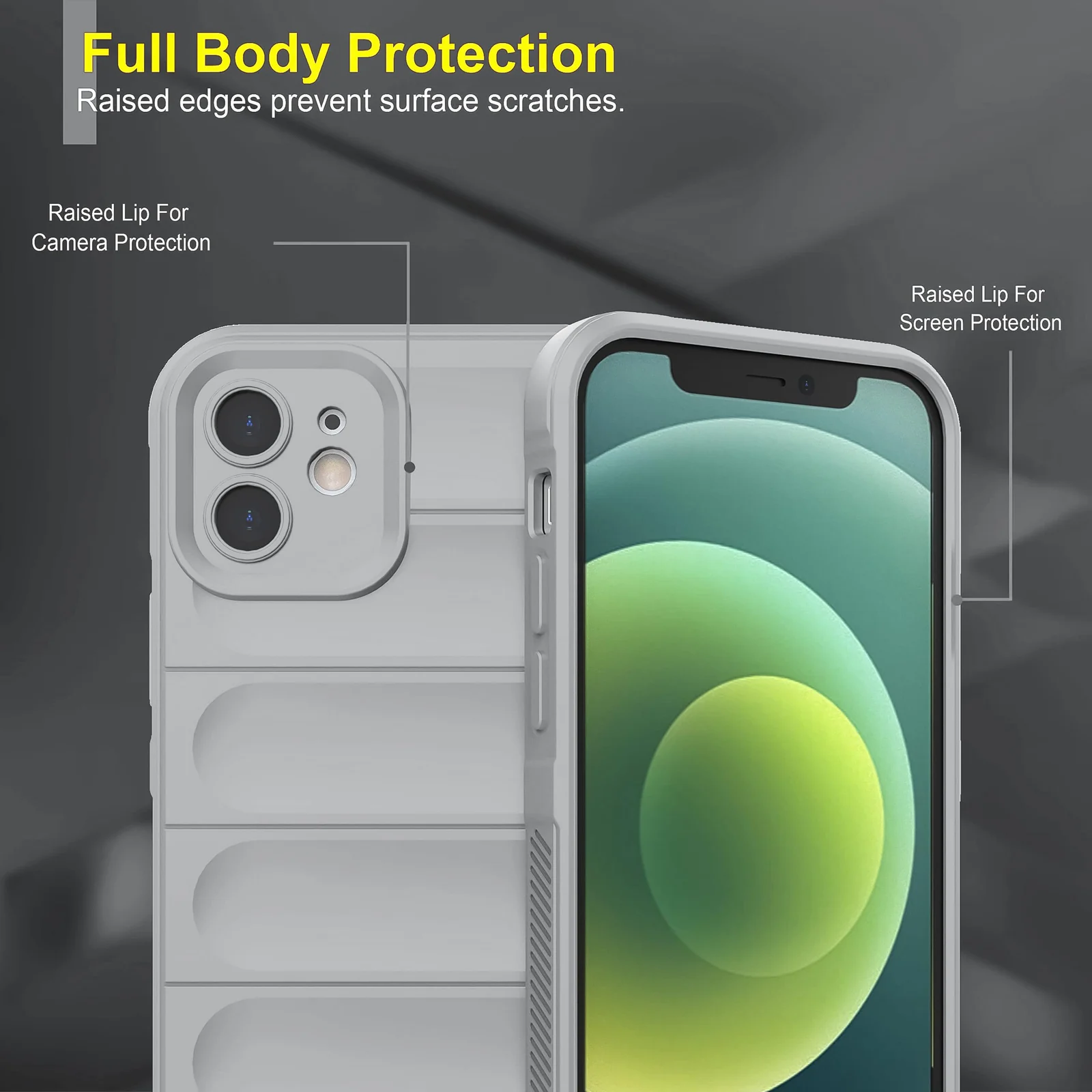 DL3 Mobilak Flexible Silicone and TPU Protective Case with Camera Protection for Apple iPhone 12 - Gray