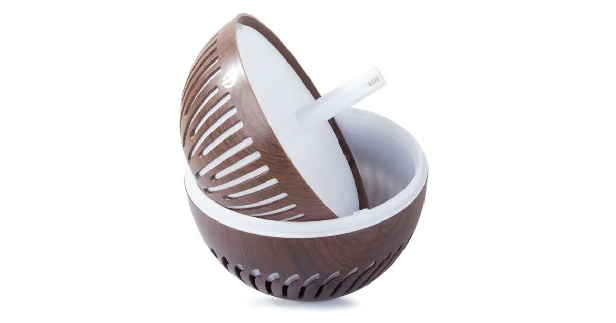 Mobigon Wood Cool Mist Ultrasonic Humidifier for Room Moisture, Aroma Diffuser for Home, 400ml Essential Oil Diffuser with 7 Colorful Night Light, Auto Shut-Off, Home, Office - A.Light Woody