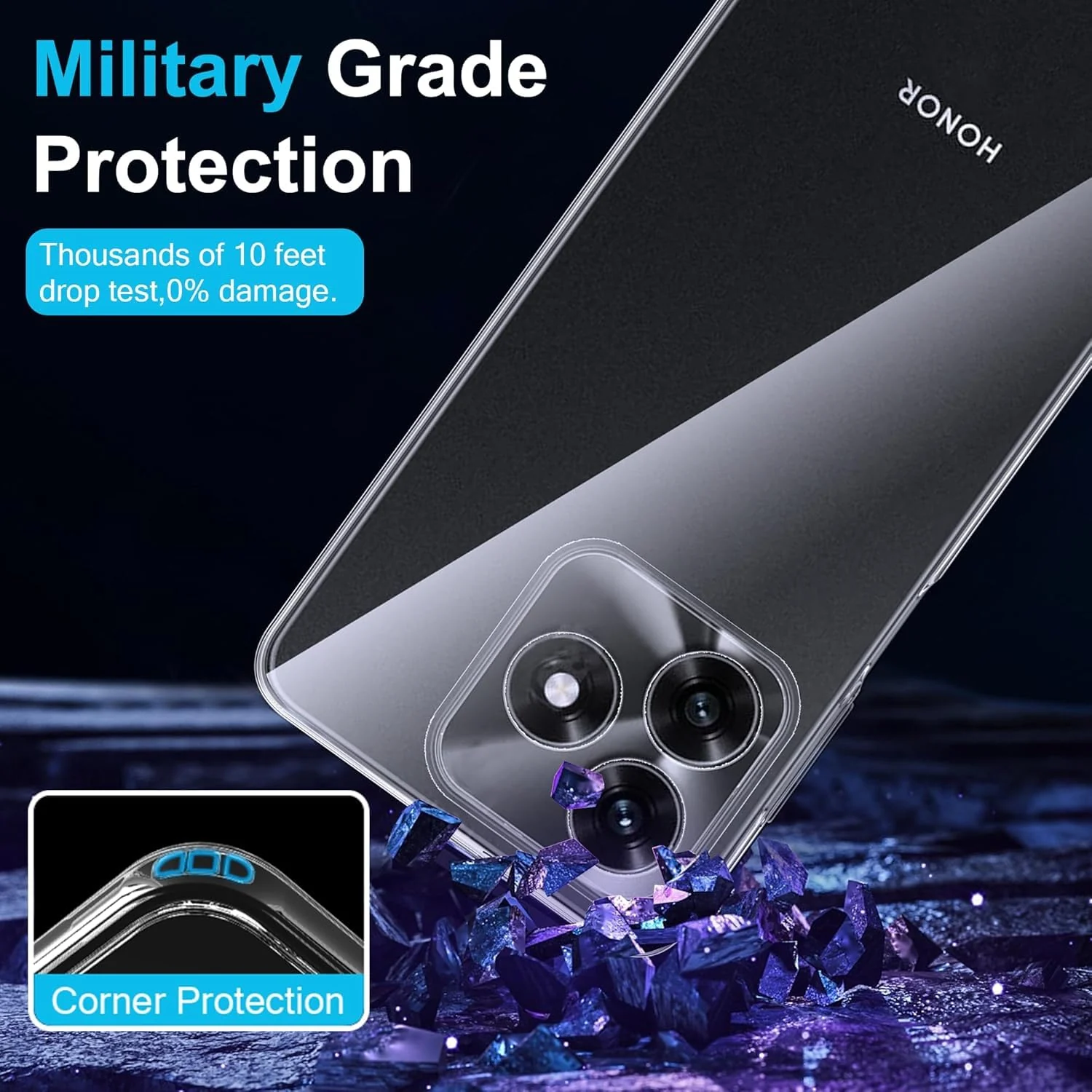 DL3 Mobilak Case Compatible with Honor X5c Plus, Case Crystal Soft TPU Gel Case Flexible Silicone Anti-Scratch Camera Protection TPU Cover - Clear