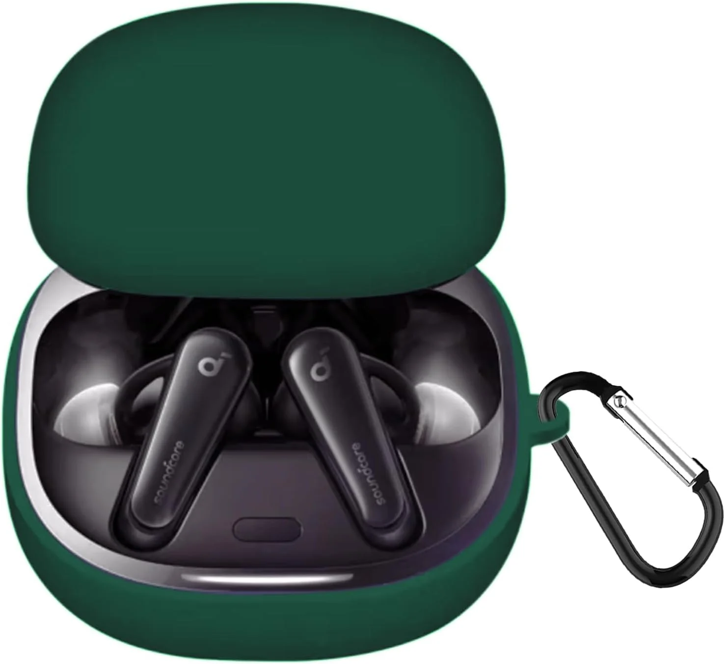DL3 Mobilak Silicone Case Compatible with Anker Soundcore Liberty 4 Earbuds, Soft Silicone Protective Case Cover, Shockproof Sleeve with Carabiner - Green
