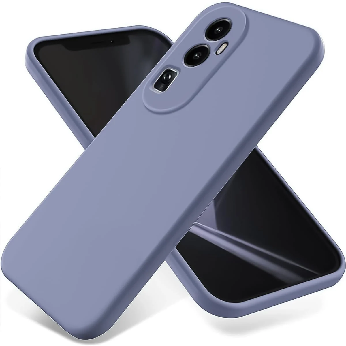 DL3 Mobilak Liquid Silicone Case for OPPO Reno 10 Pro + Plus 5G, Shock-absorbing protection, Scratch-resistant surface, Soft microfiber lining - Lavender Gray