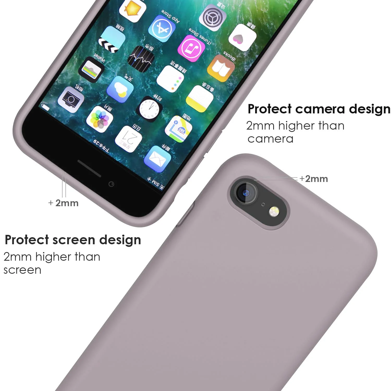DL3 Mobilak Liquid Silicone Case for iPhone 7 / 8, Shock-absorbing protection, Scratch-resistant surface, Slim, lightweight profile - Lavender Pink