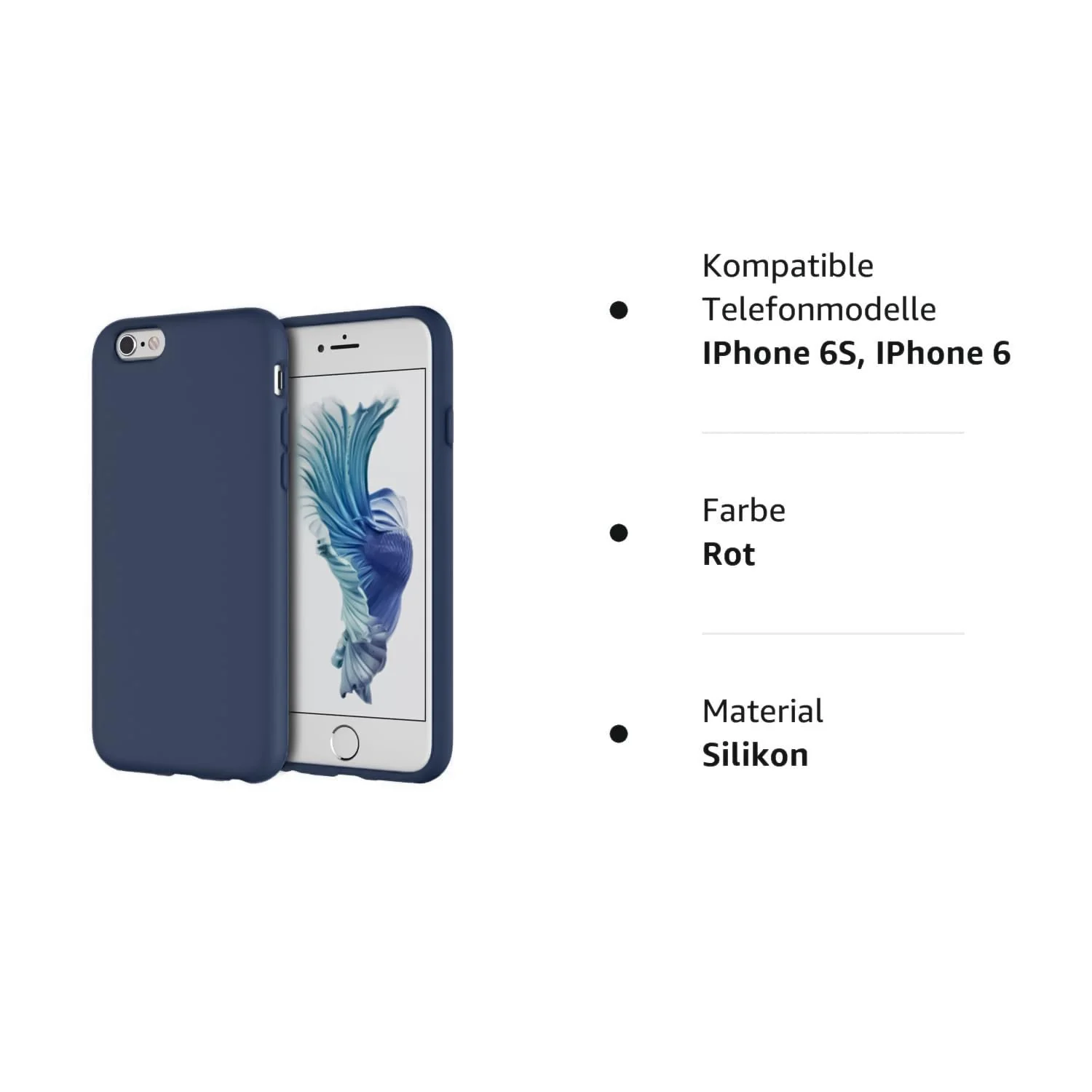 DL3 Mobilak Liquid Silicone Case for iPhone 6 / 6S, Shock-absorbing protection, Scratch-resistant surface, Soft microfiber lining - Blue