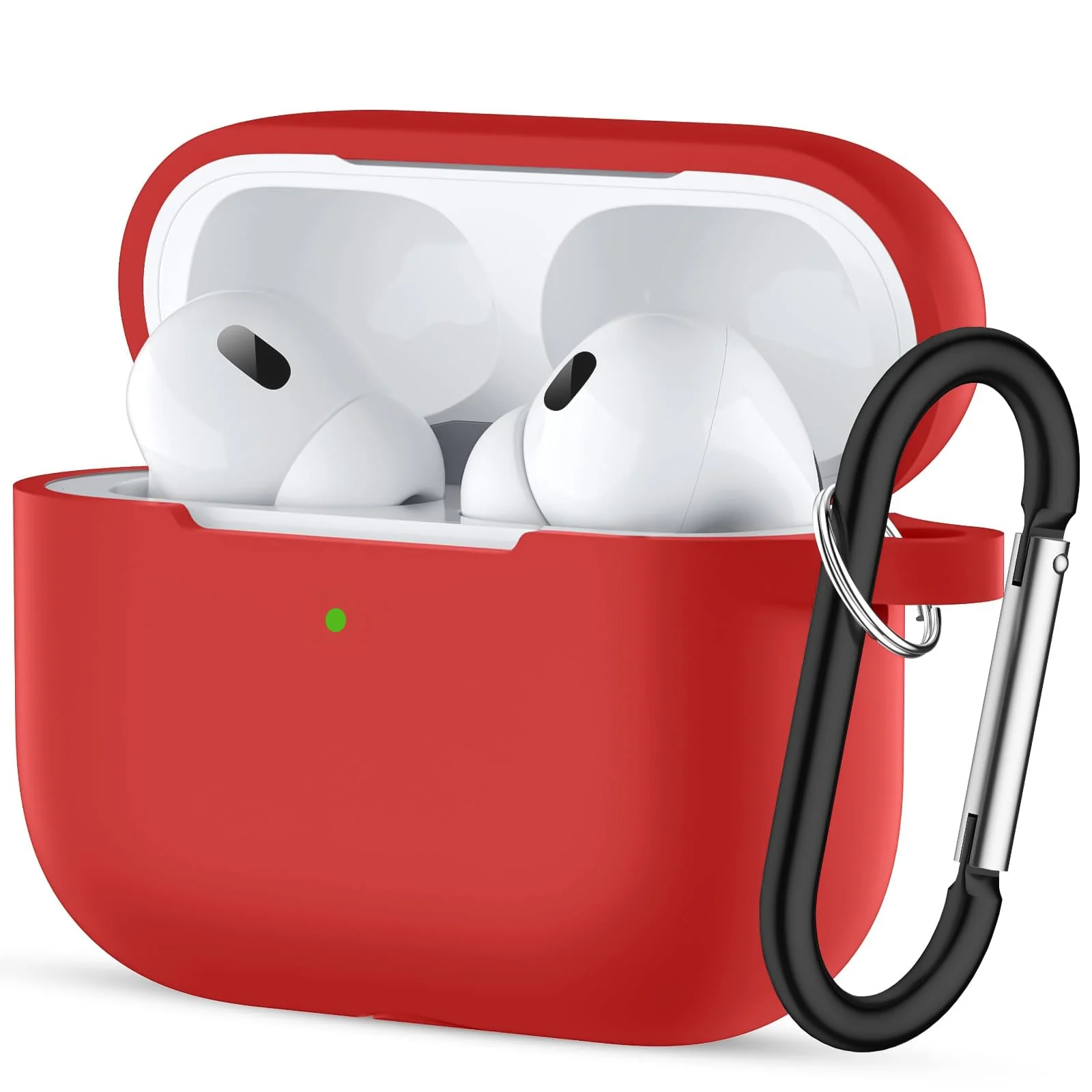 DL3 Mobilak Case Compatible with AirPods Pro, Silicone Protective Charging Case Skin with Keychain Compatible with AirPods Pro Case for Women Men, Wireless Charging, Front LED Visible - Red