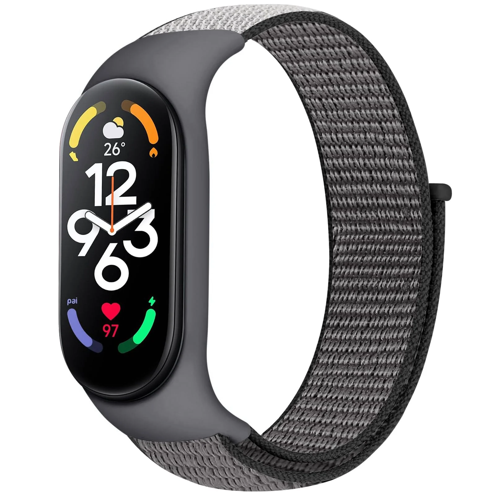 DL3 Mobilak Nylon Sport Band Compatible with Xiaomi Mi Band 7/Mi Band 6/Mi Band 5/Mi Band 4/Mi Band 3/Amazfit Band 5 for Women Men, Soft Adjustable Breathable Sport Loop Watch Strap - Anchor Gray