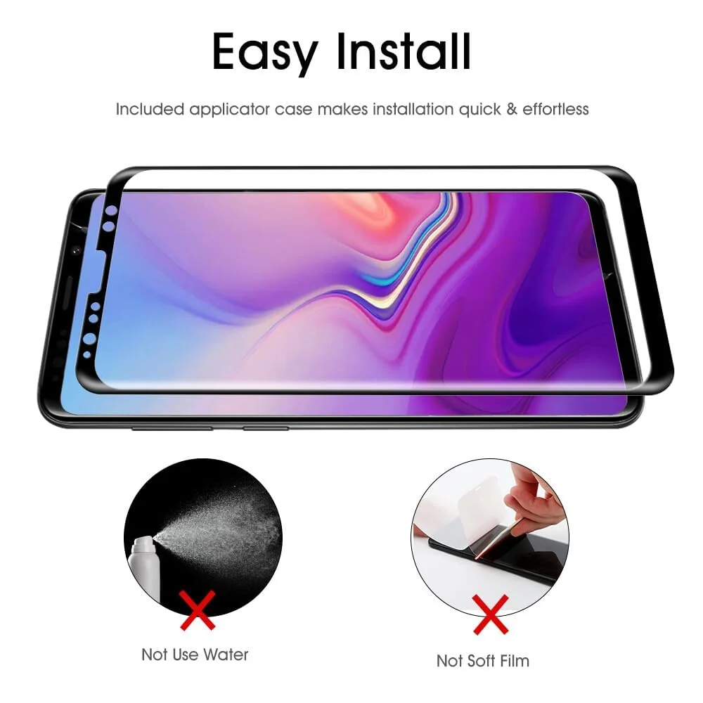 DL3 Mobilak Screen Protector for Samsung Galaxy S9 Plus, Tempered Glass Screen Saver Premium HD Protective, Scratch Resistant, NO-Bubble, 9H Hardness, Full Coverage Film - Clear