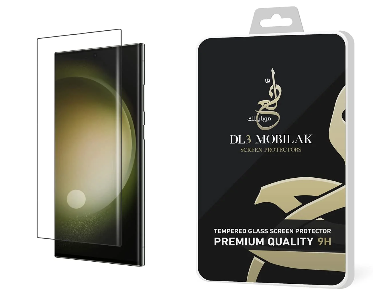 DL3 Mobilak Full Curved 5D Glass Screen Protector Full Glue For Samsung Galaxy S23 Ultra - Black