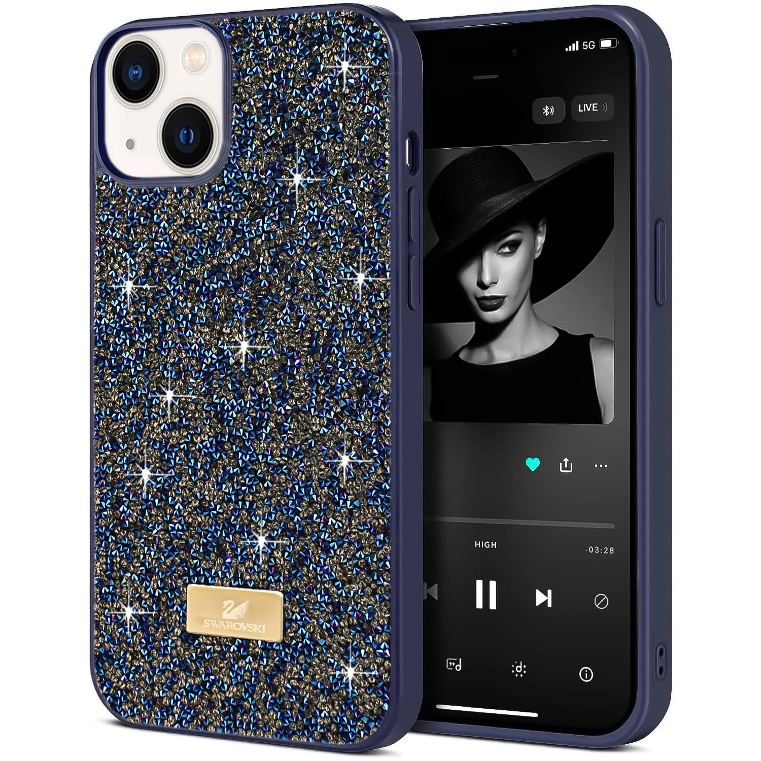 DL3 Mobilak Glitter Rhinestone Protective Case for iPhone 15+ Plus / iPhone 14 Plus 6.7 with Shockproof Design