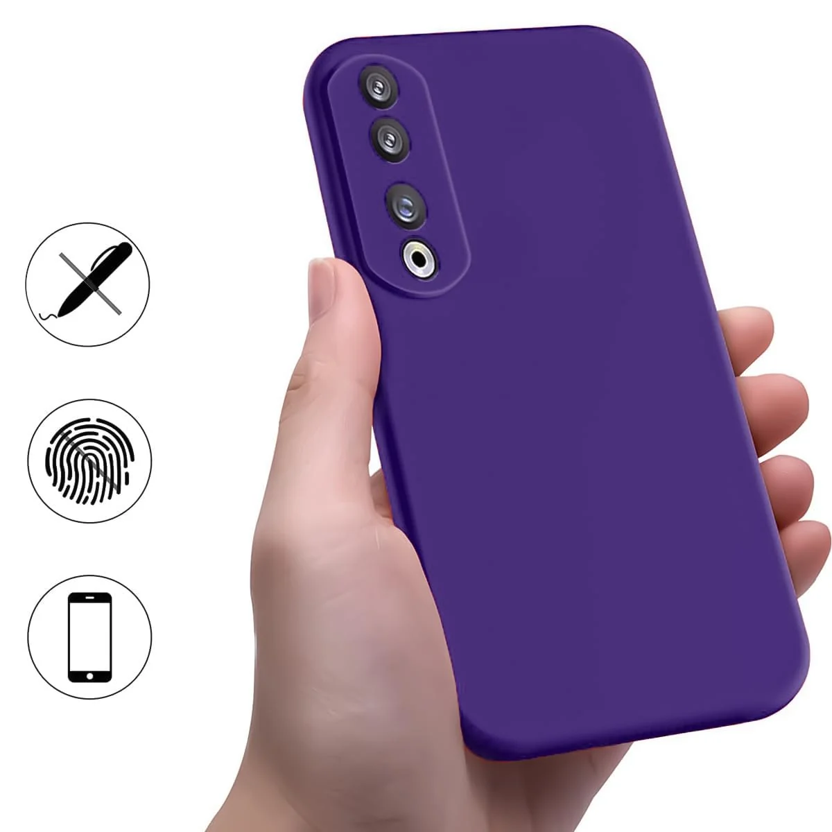 DL3 Mobilak Silicone Protective Case for Honor 90, Shock-absorbing protection, Scratch-resistant surface, Soft microfiber lining - Purple