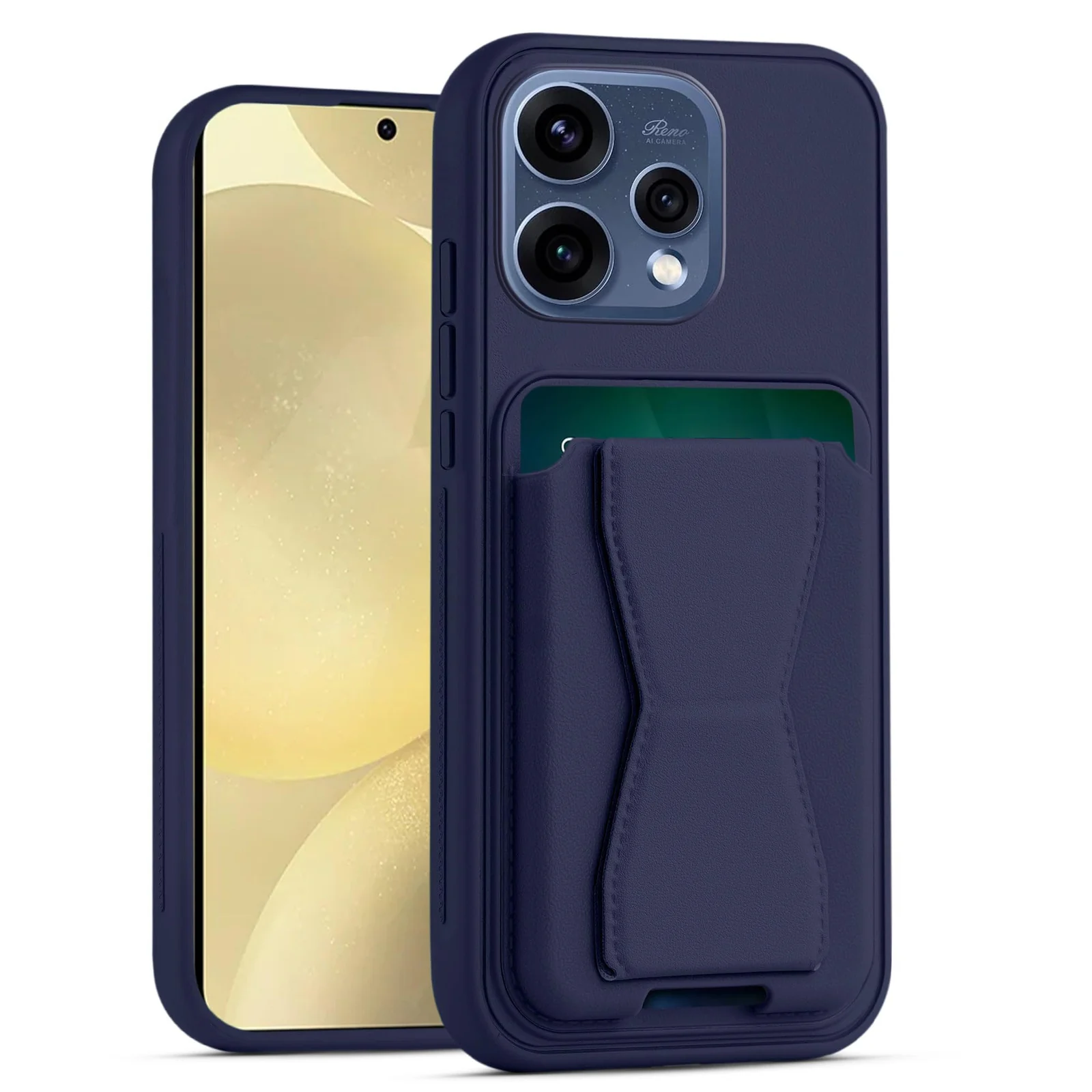 Dl3 Mobilak Leather Wallet Case Compatible with OPPO Reno 15 5G, Leather Back Cover With TPU Frame, Shockproof Protective Phone Case with Card Holder Stand - Black