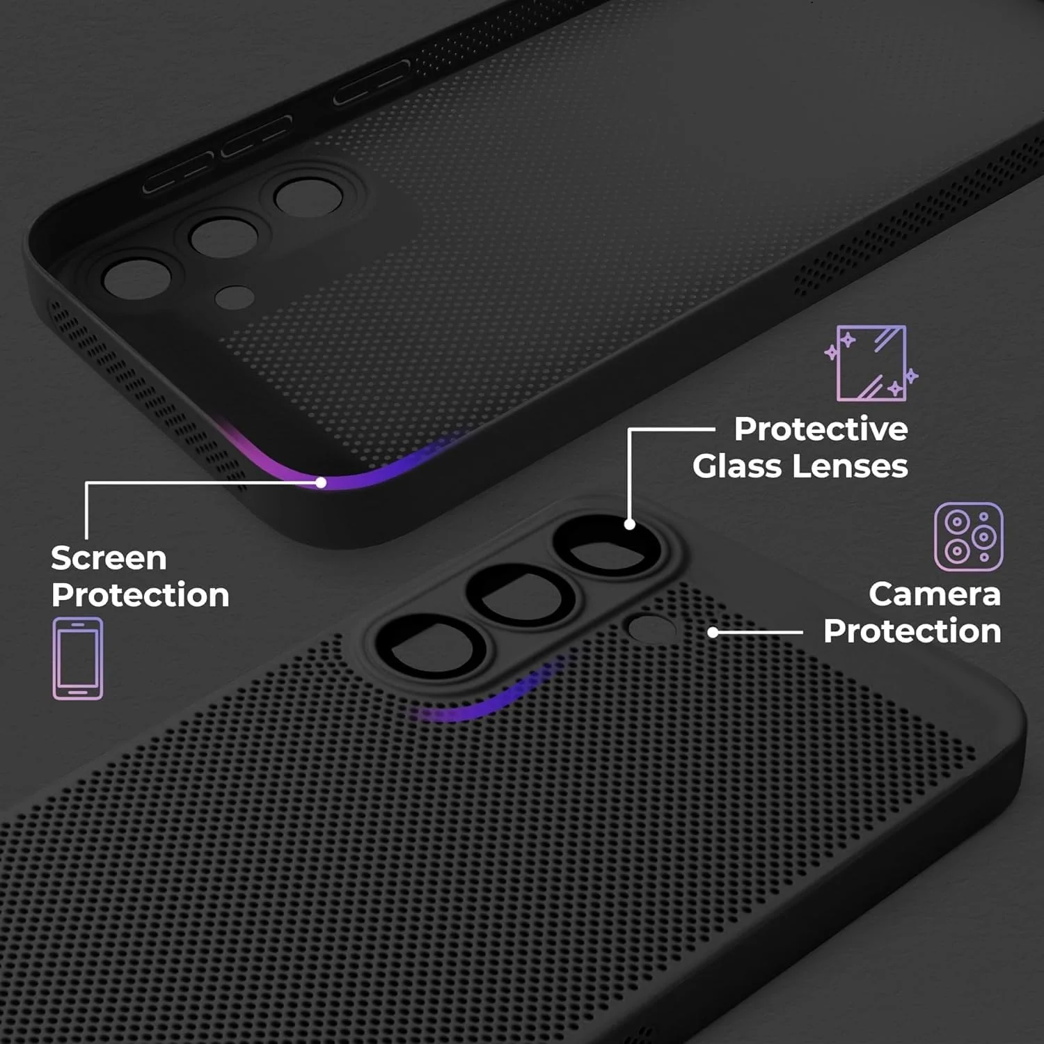 DL3 Mobilak PC Protective Case for Samsung Galaxy A35 5G, Supports wireless charging, Camera protection, Shock-absorbing protection - Black