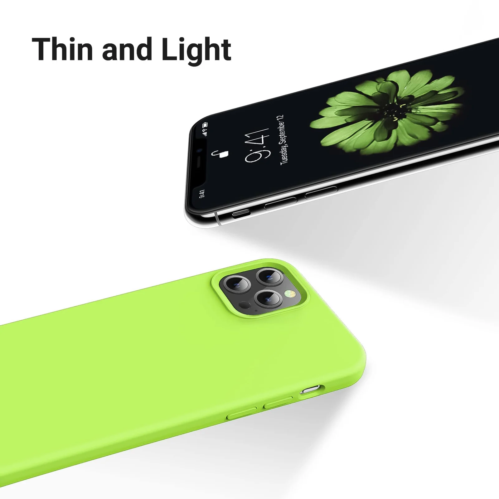 DL3 Mobilak Compatible with iPhone 14 Pro Max (6.7 Inch) Case, Liquid Silicone Case, Full Body Protective Cover, Shockproof, Slim Phone Case, Anti-Scratch Soft Microfiber Lining - Lemon