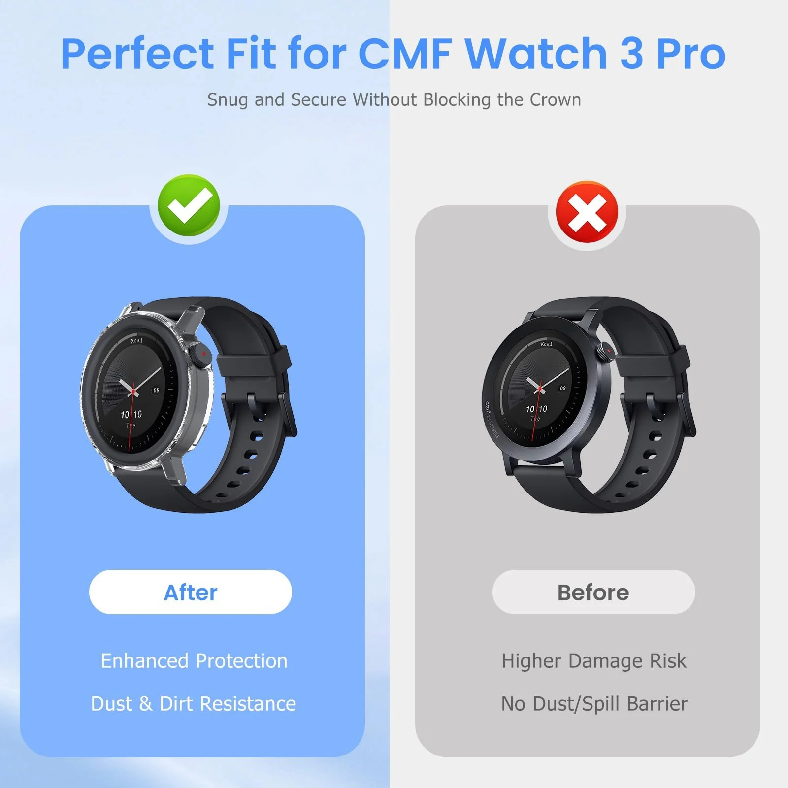 DL3 Mobilak Cover Compatible with CMF by Nothing Watch Pro 3, Hard PC Case, Half Pack Protection, Case Compatible with CMF by Nothing Watch Pro 3 - Clear