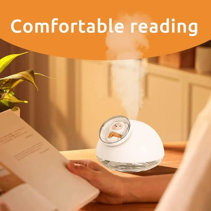 Mobigon Wood Cool Mist Ultrasonic Humidifier for Room Moisture, Aroma Diffuser for Home, 160ml Essential Oil Diffuser with 7 Colorful Night Light, Auto Shut-Off, Home, Office, car - White