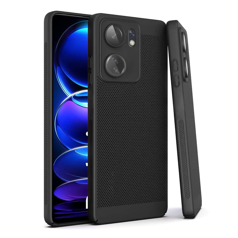 DL3 Mobilak Heat-Dissipation Hard PC Case with Built-In Camera Lens Protector for Xiaomi Redmi 13C / Xiaomi Poco C65 - Black
