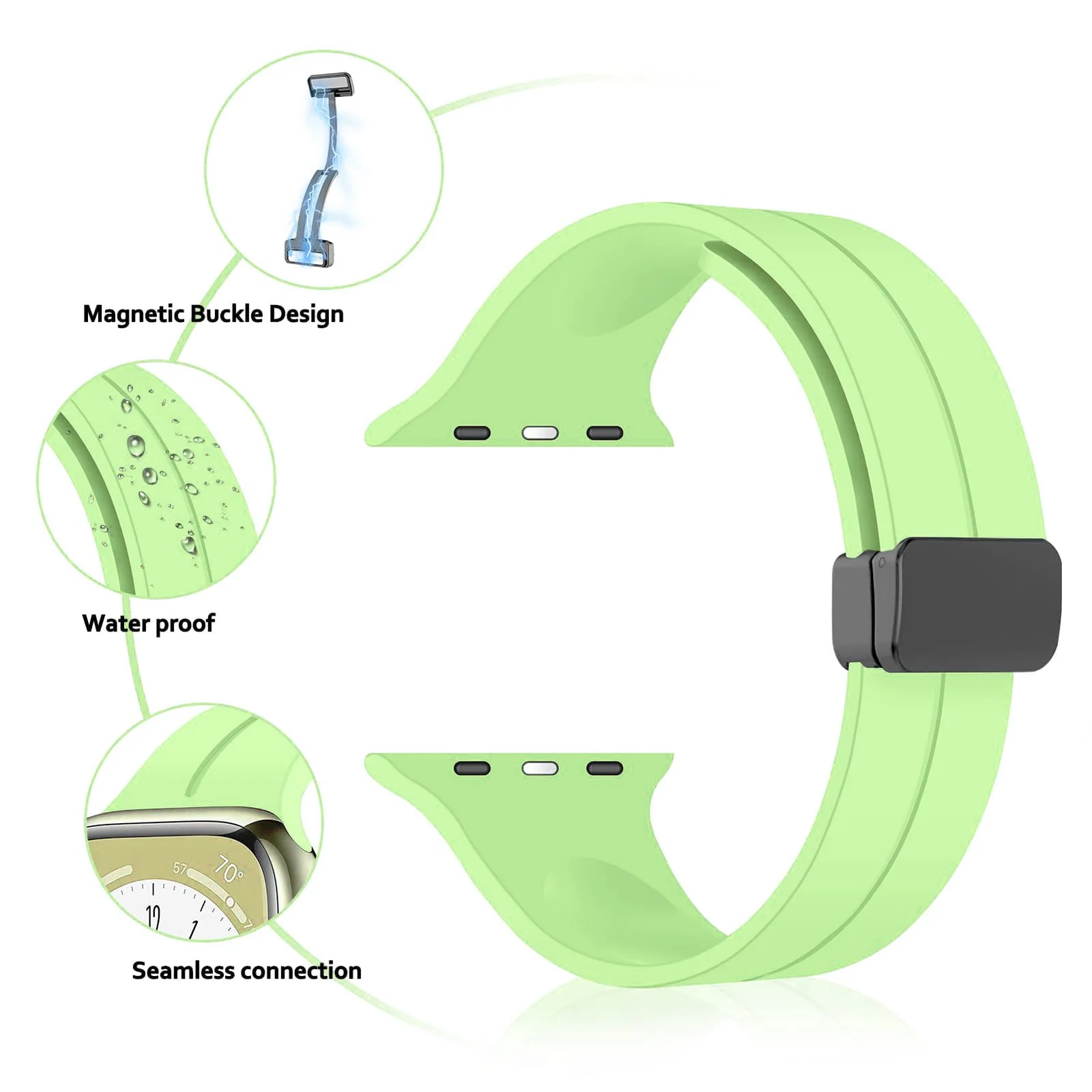 DL3 Mobilak Magnetic for Apple Watch Ultra Band 49mm 45mm 44mm 41mm 40mm 38mm 42mm, Soft Sport Silicone Replacement Wristband Strap for iwatch Series 9 8/7/6/5/4/3/2/SE (Lime, 38mm/40mm/41mm) - Lime
