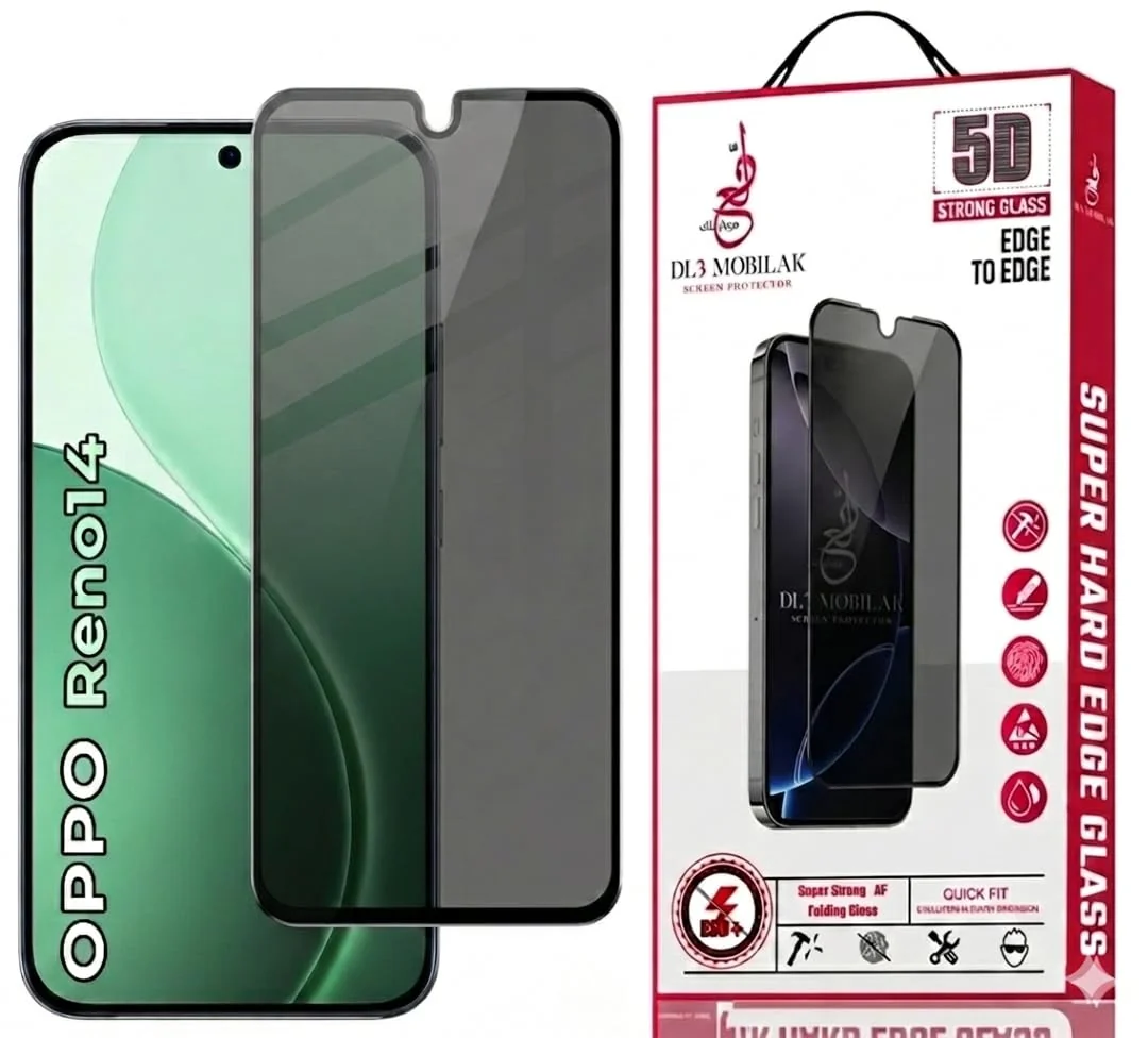 DL3 Mobilak OPPO Reno14 Privacy Screen Protector, Does not support fingerprint, Anti-Spy 9H Hardness Tempered Glass Film [Case Friendly] [Bubble Free] - Black