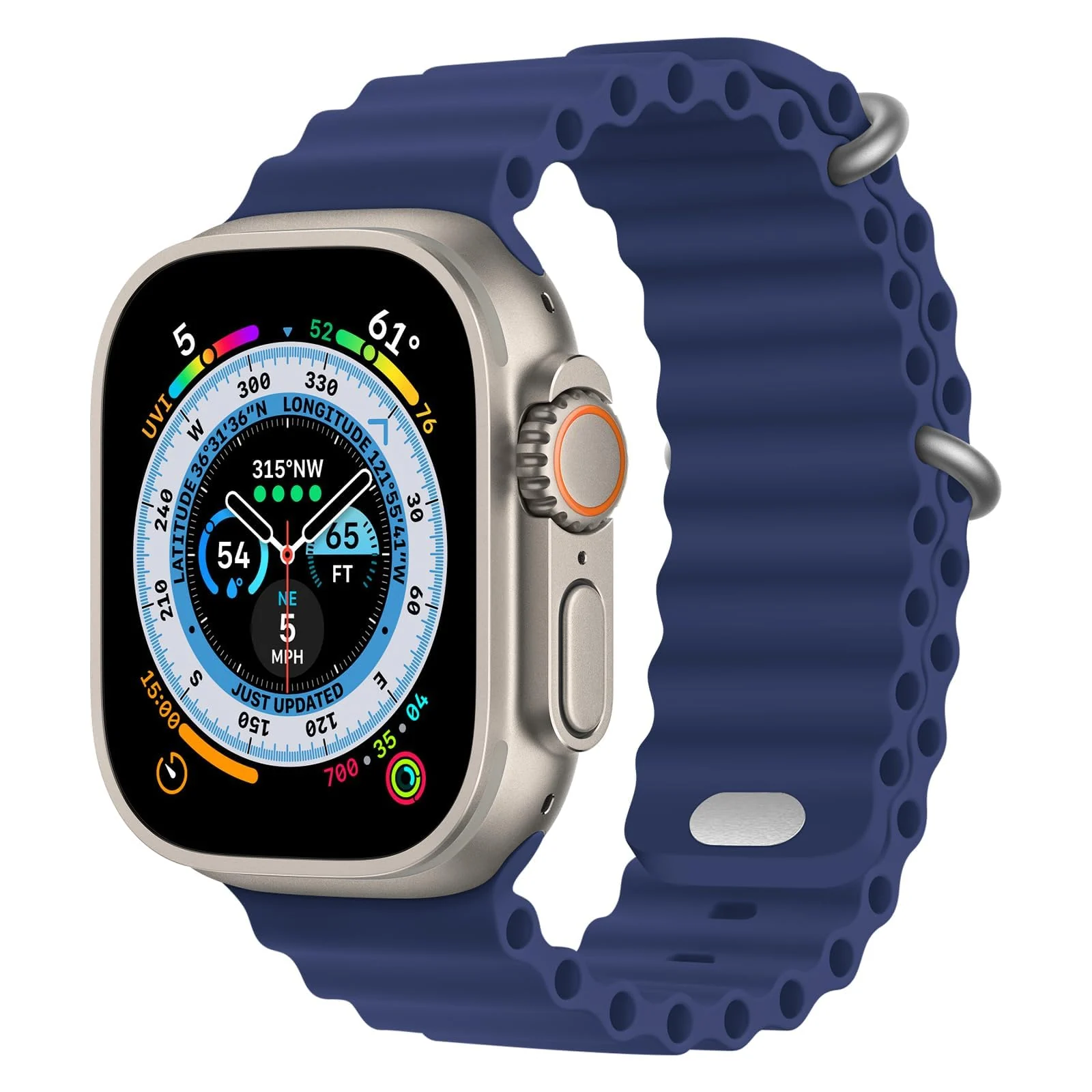 DL3 Mobilak Ocean Band For Apple Watch Ultra 49mm 45mm 44mm 42mm, Waterproof Soft Silicone Sport Wristbands Replacement Strap iWatch Ultra SE 8 7 6 5 4 3 2 1 (38MM/40MM/41MM) - Blue