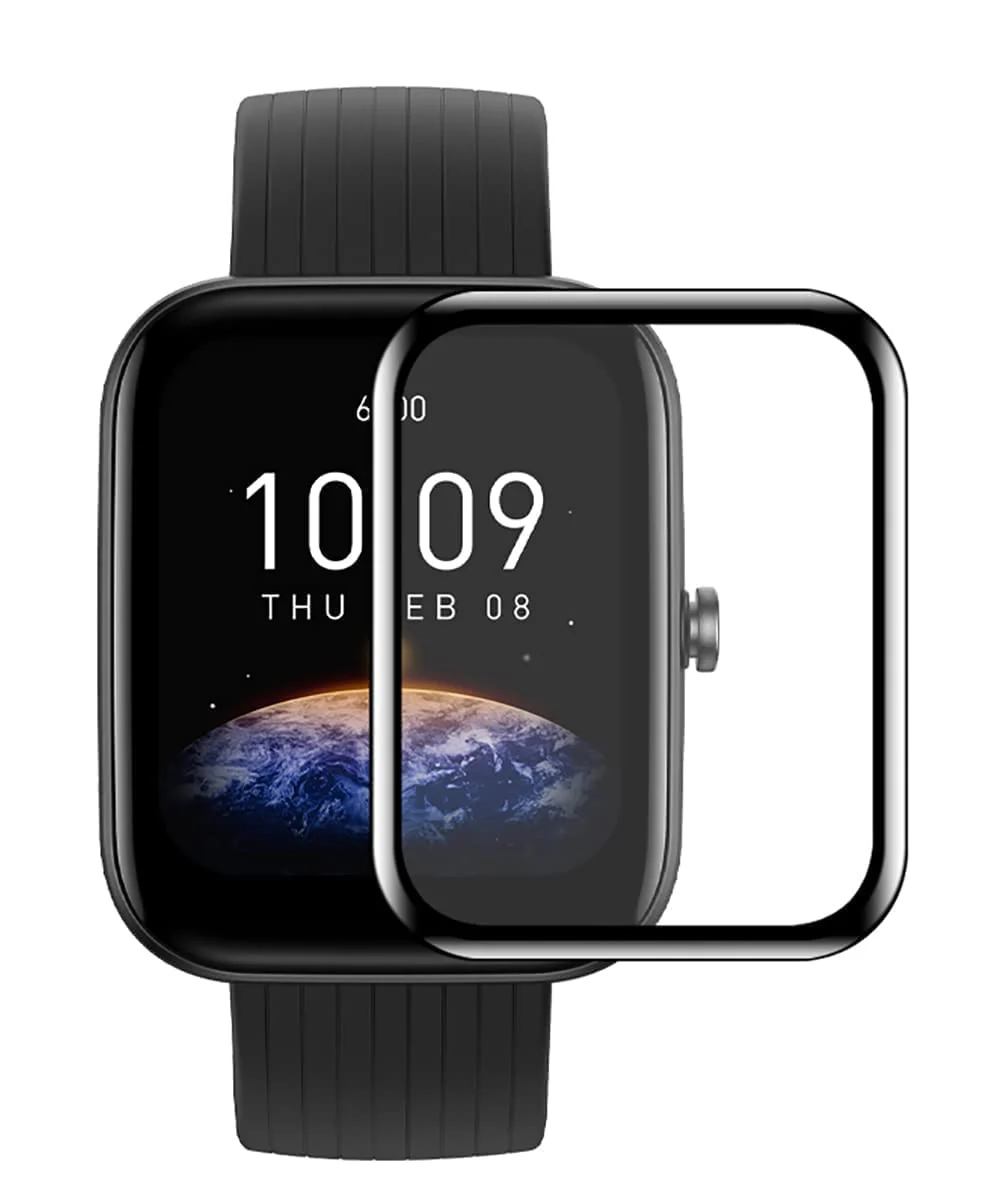 DL3 Mobilak Screen Protector For Amazfit Bip 3 / Amazfit Bip 3 Pro, 3D Curved Soft Edge Protective Film [Anti-Scratch] [Bubble Free] [Ultra Shatterproof] [High Sensitive] (Not Glass) - Black